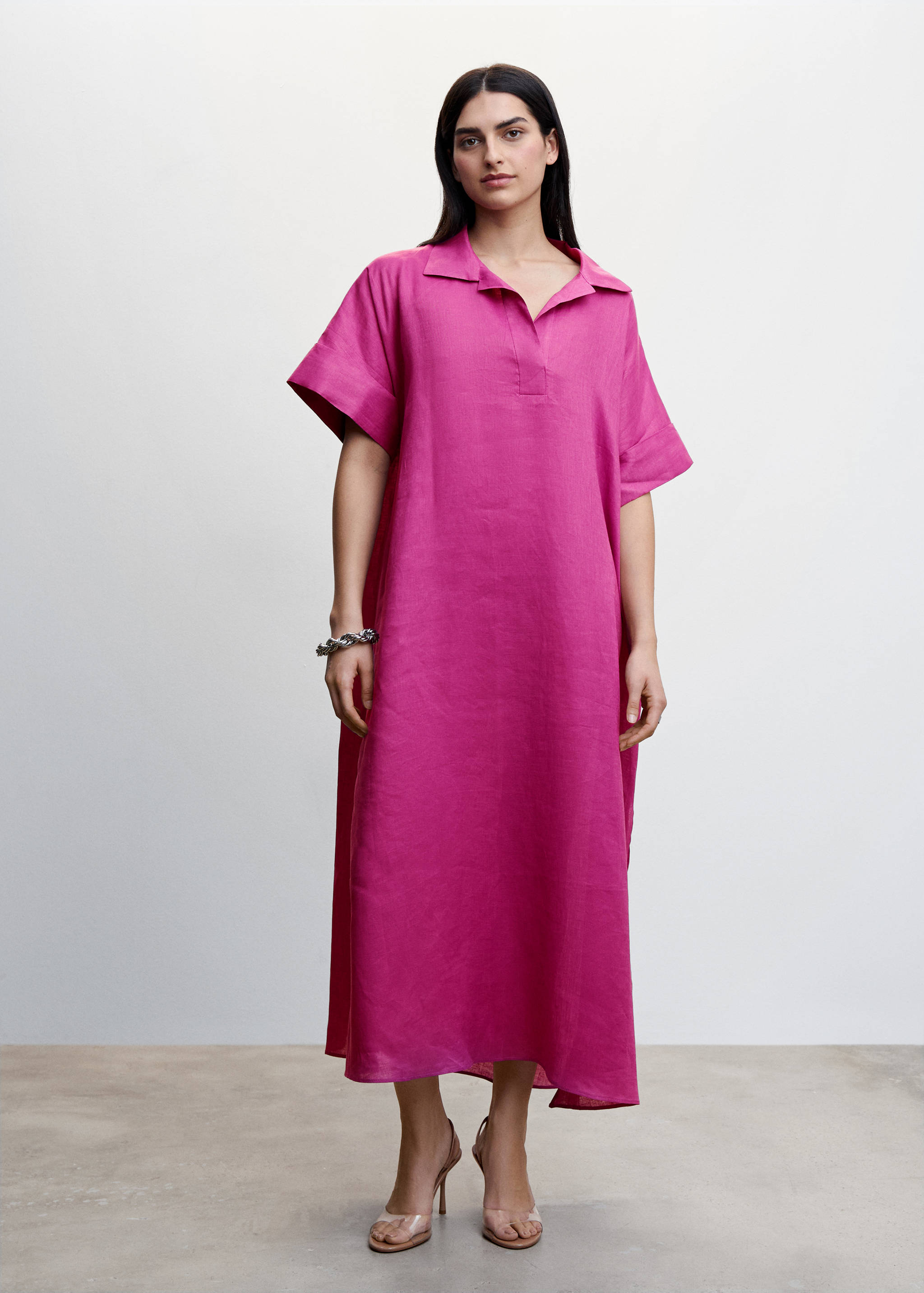 Linen-blend shirt dress - General plane