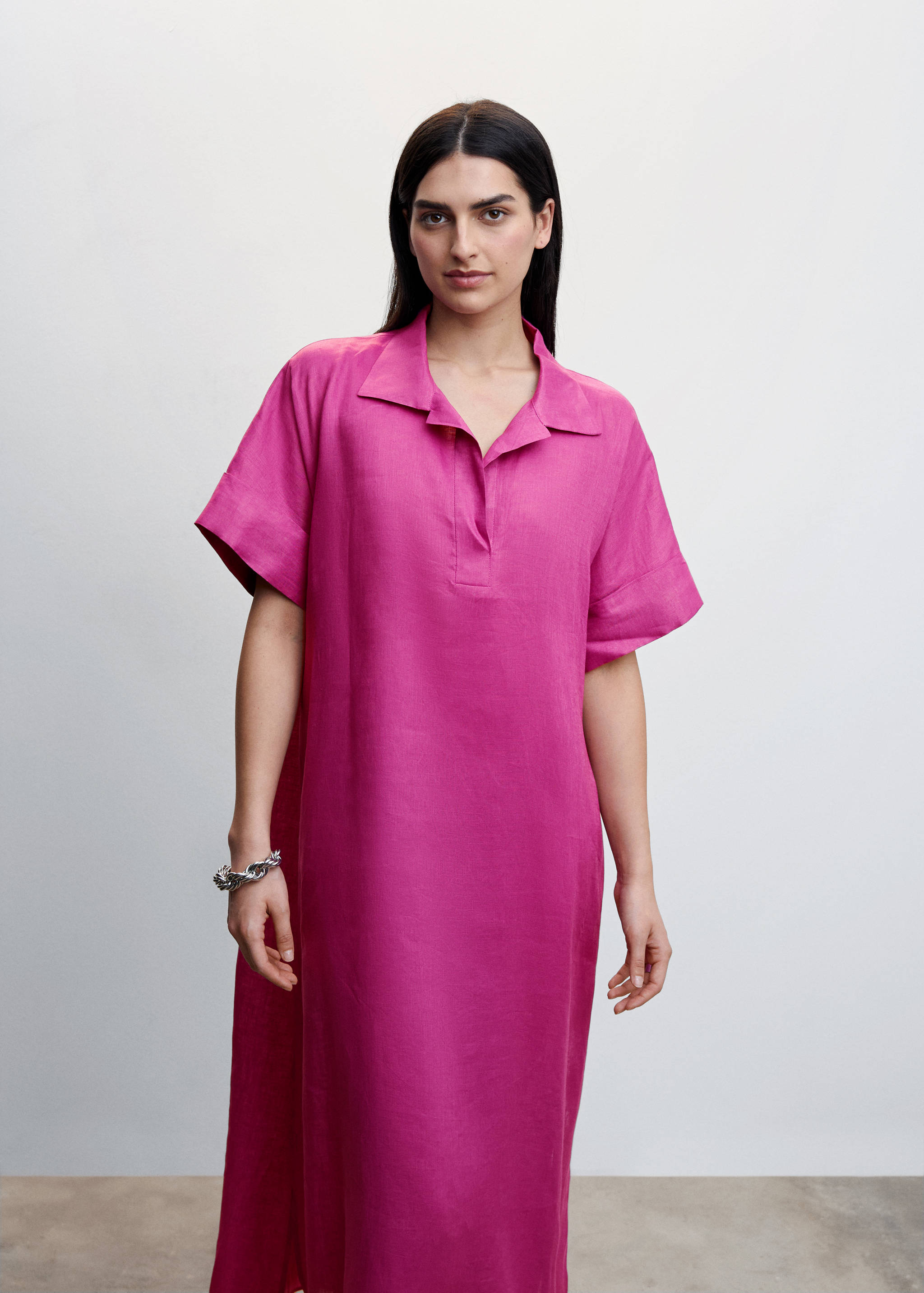 Linen-blend shirt dress - Medium plane