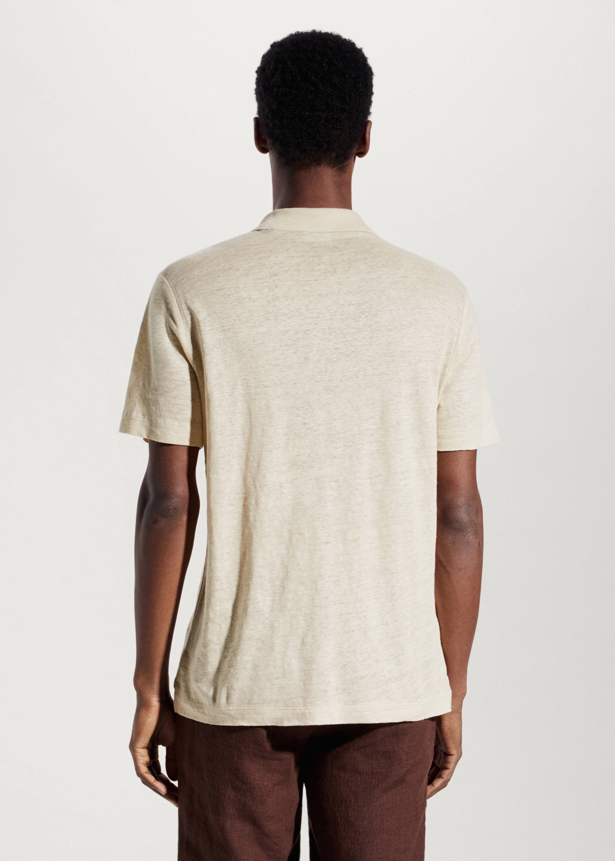 Slim fit 100% linen polo shirt - Reverse of the article