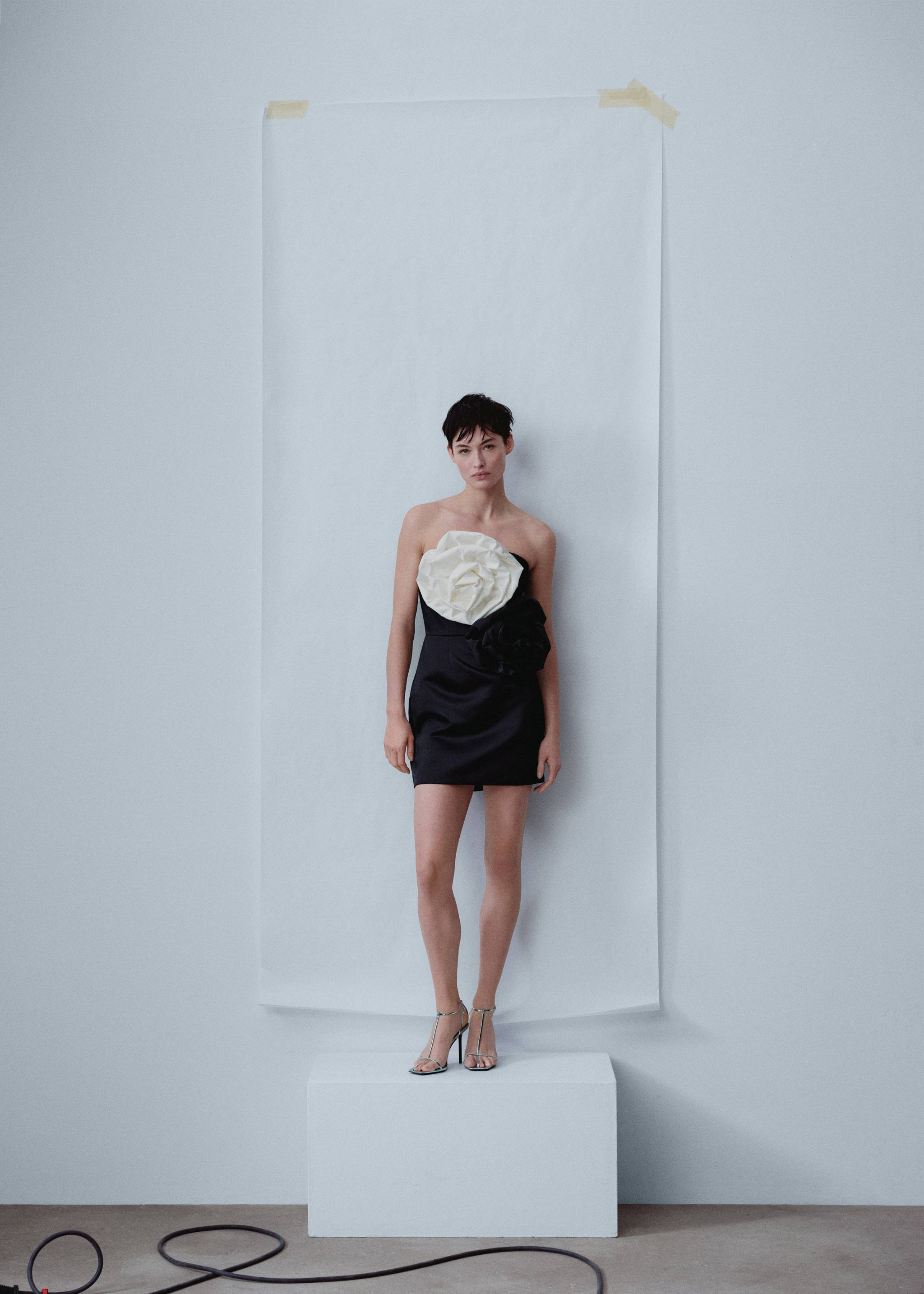 Two-tone floral maxi dress - General plane