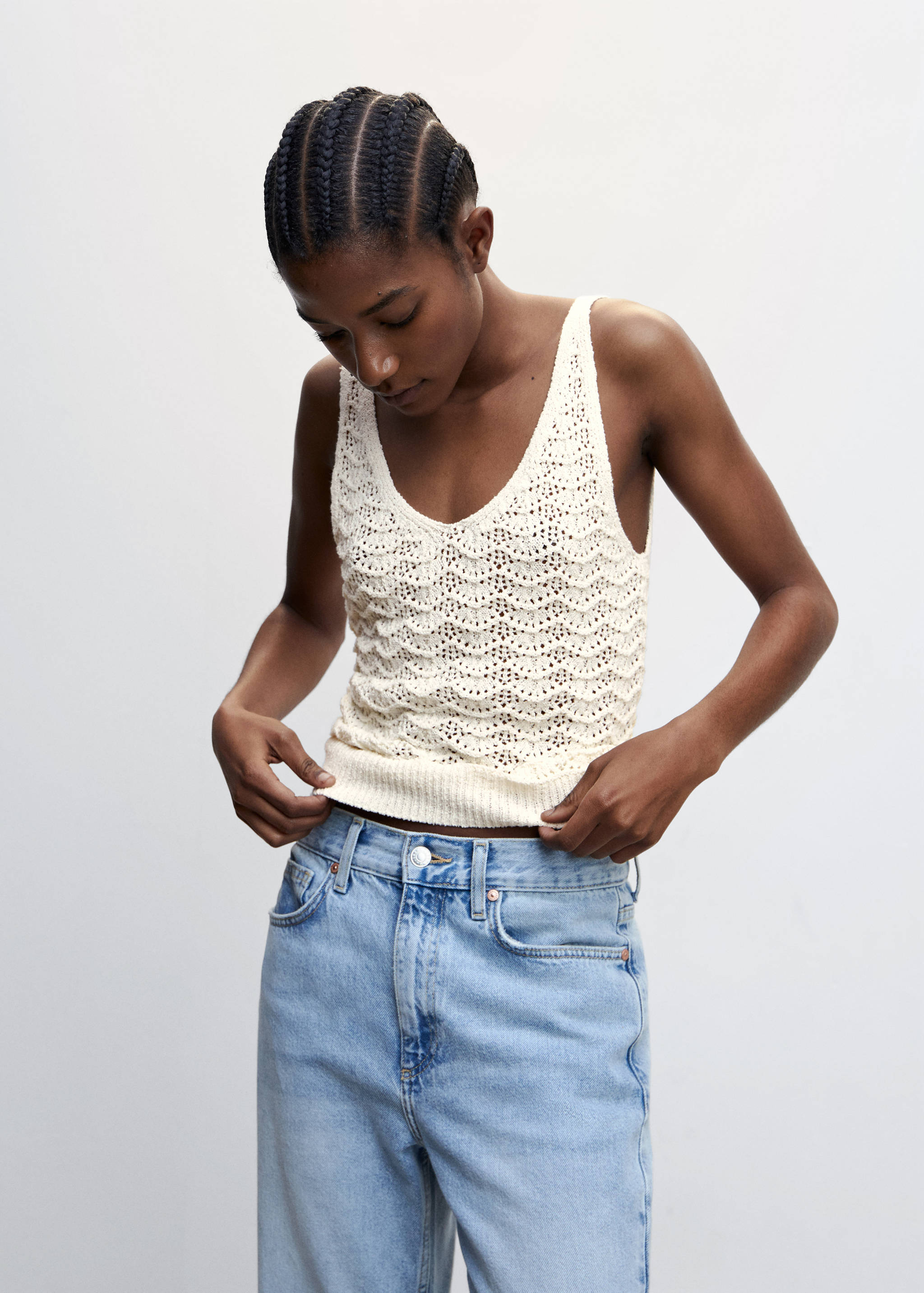 Top maille détails ajourés - Plan moyen