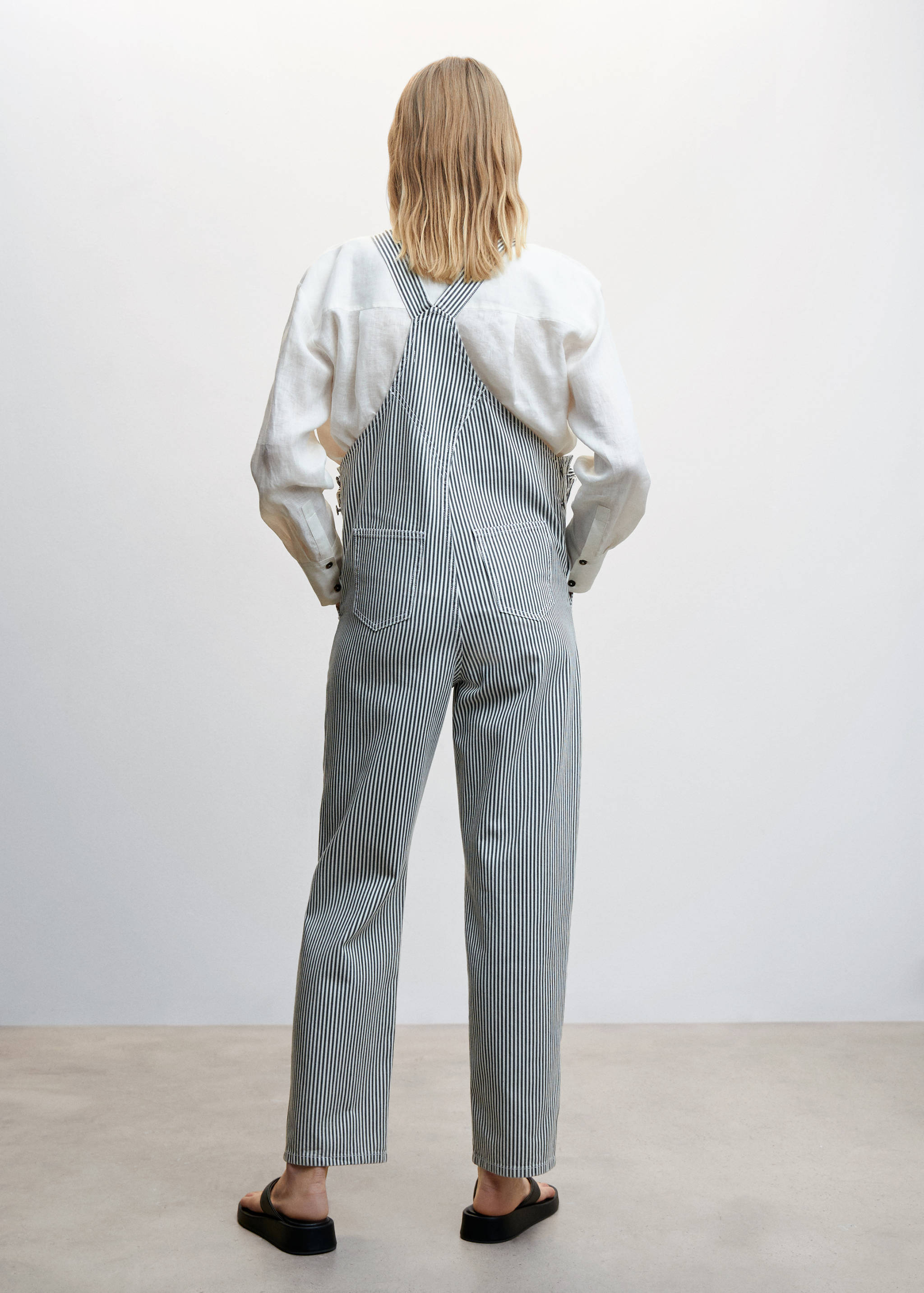 Salopette de grossesse en jean rayures - Verso de l’article