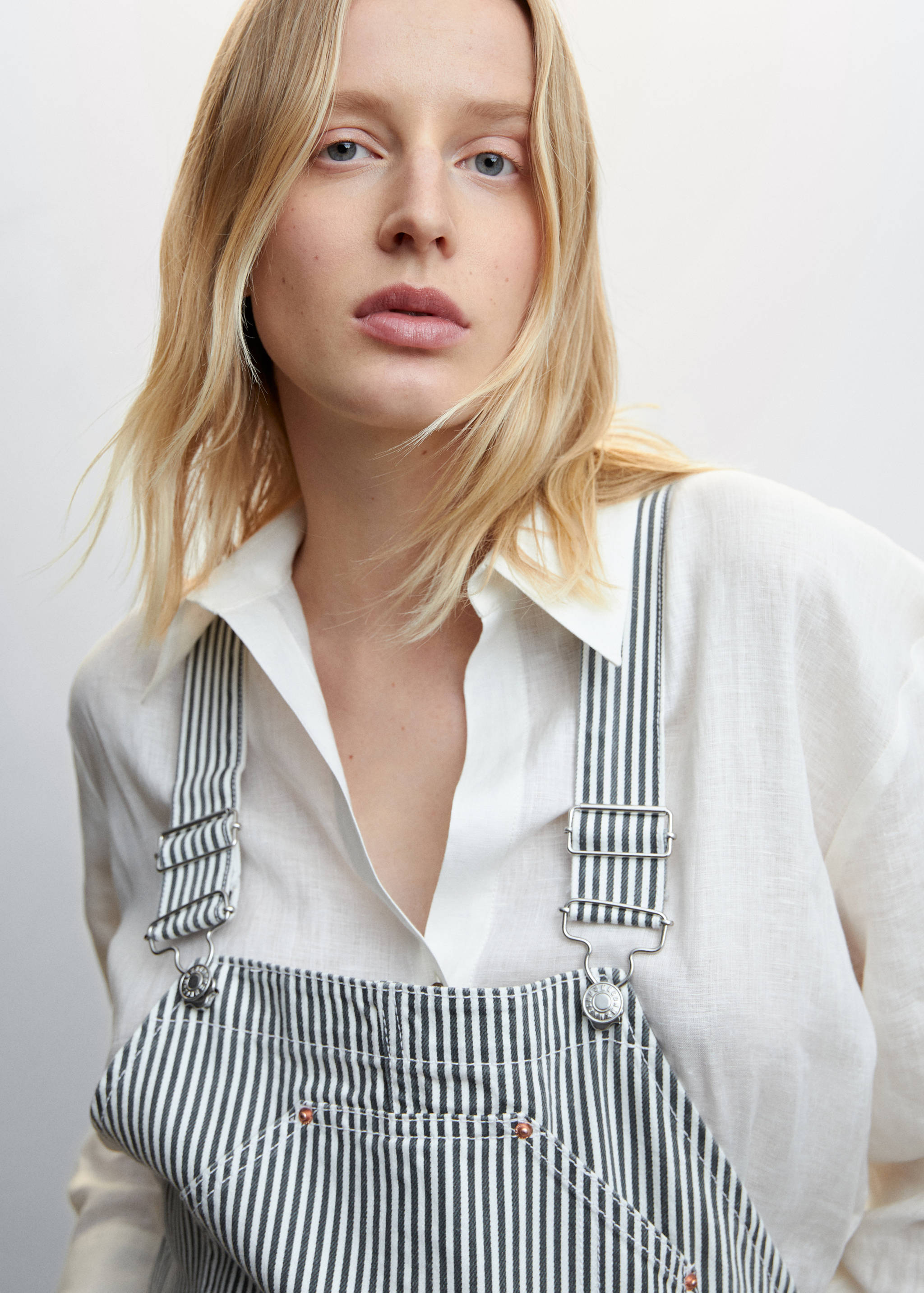 Salopette de grossesse en jean rayures - Détail de l'article 1