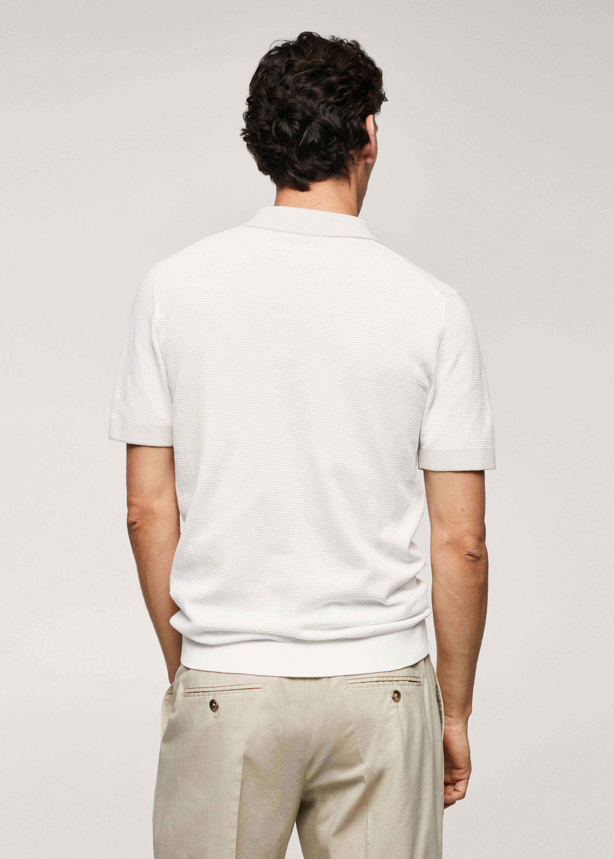 Fine-knit polo shirt with zip - Reverse of the article