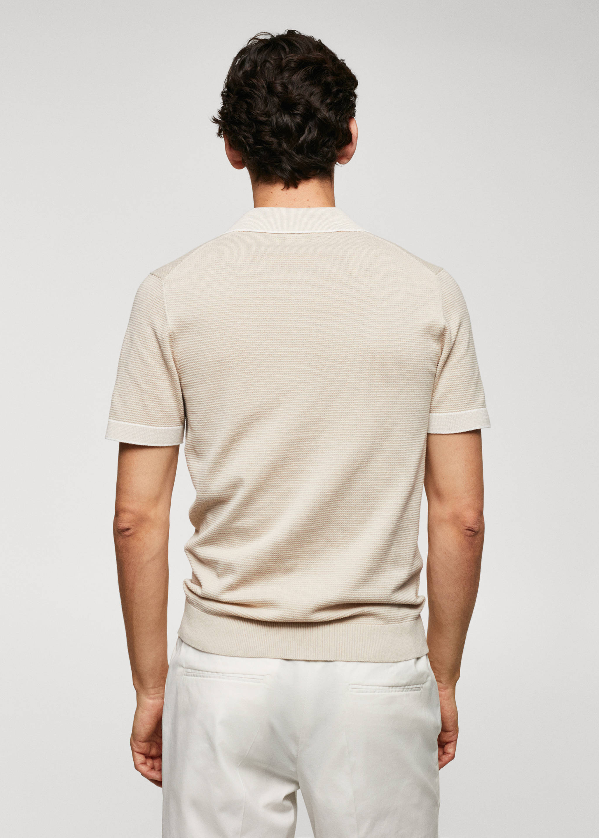 Fine-knit polo shirt with zip - Reverse of the article