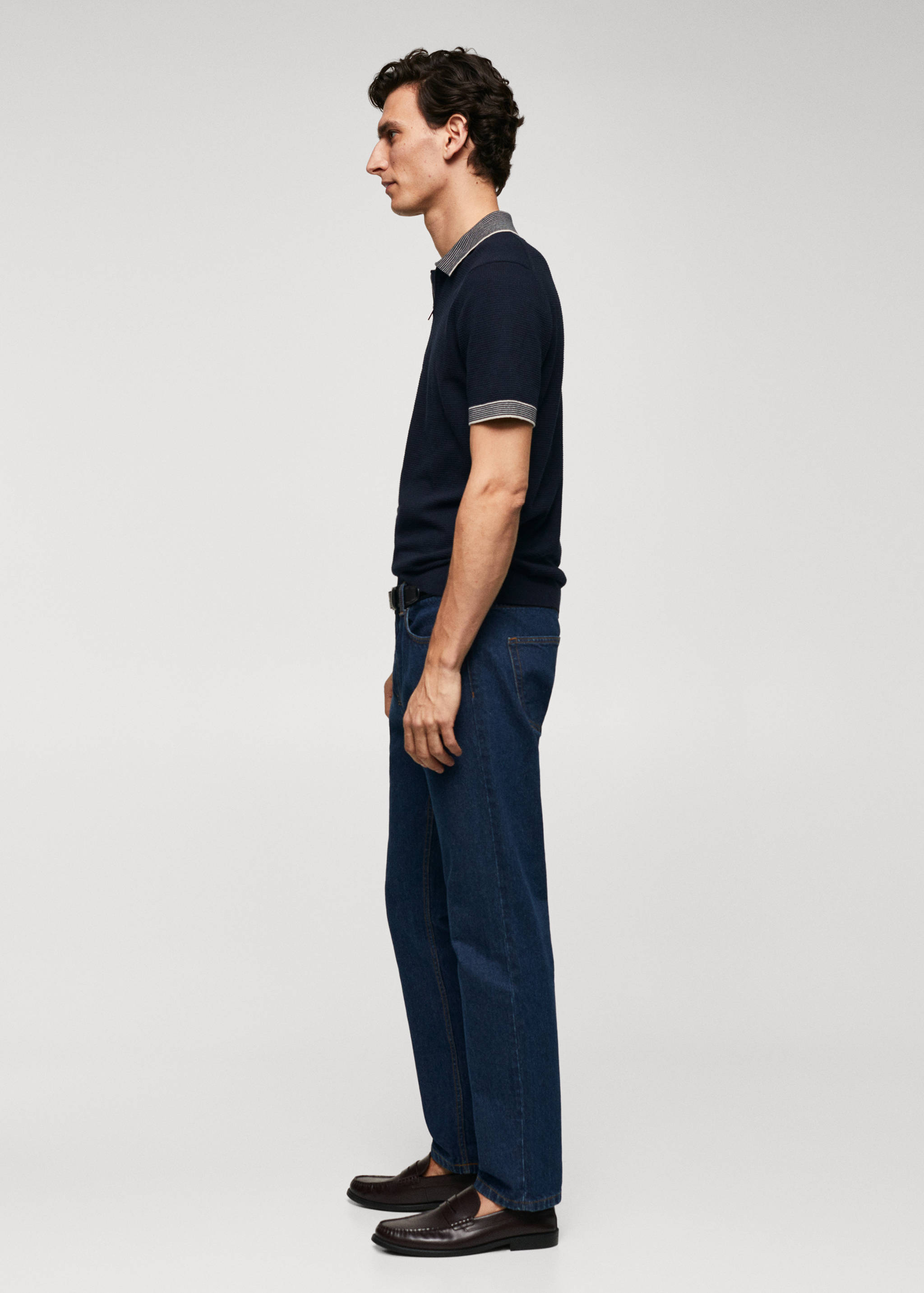 Fine-knit polo shirt with zip - Details of the article 2