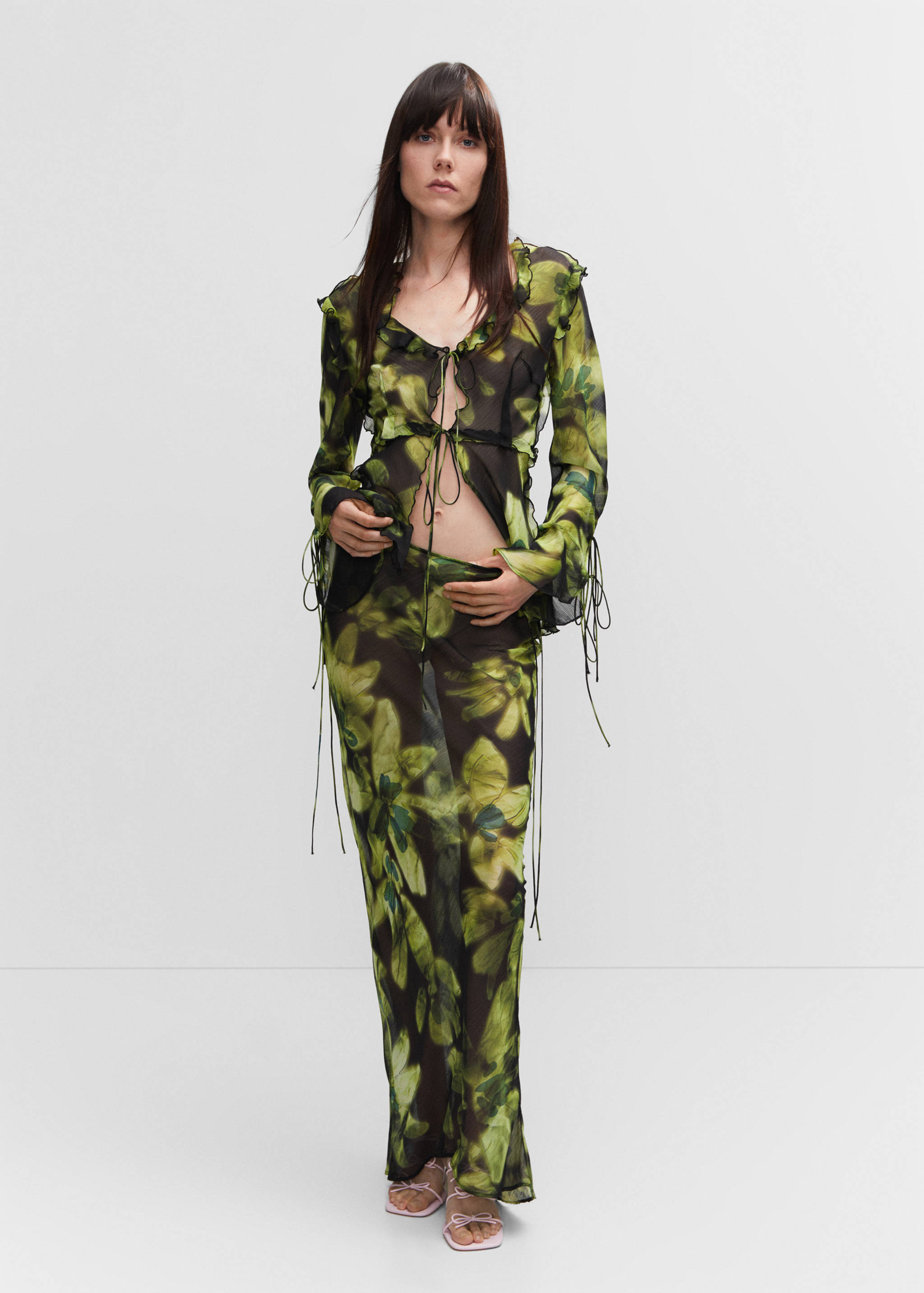 Floral chiffon skirt - General plane