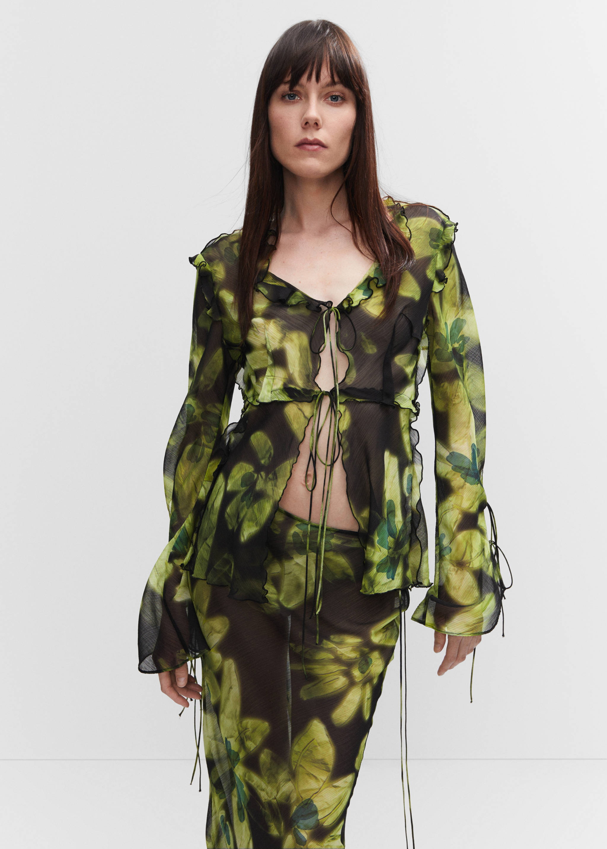 Floral chiffon skirt - Medium plane