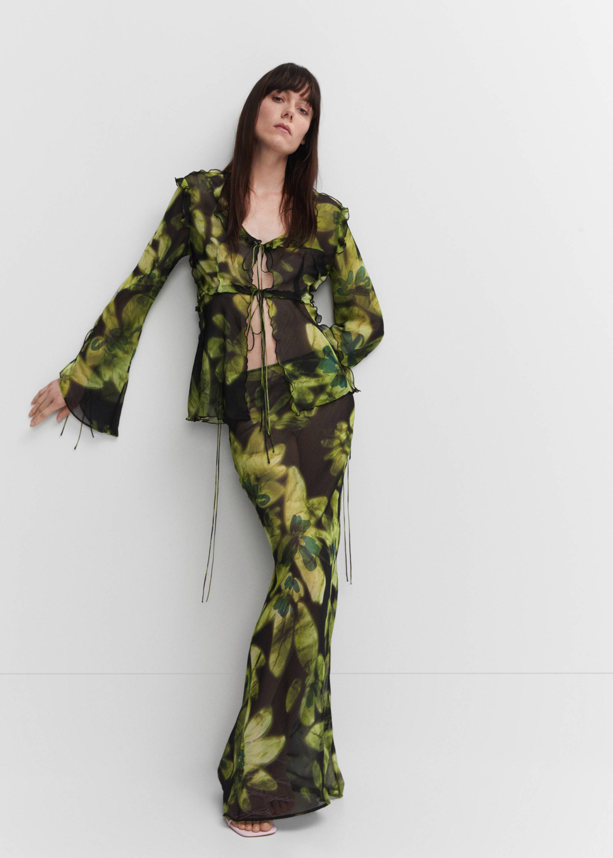 Floral chiffon skirt - Details of the article 1