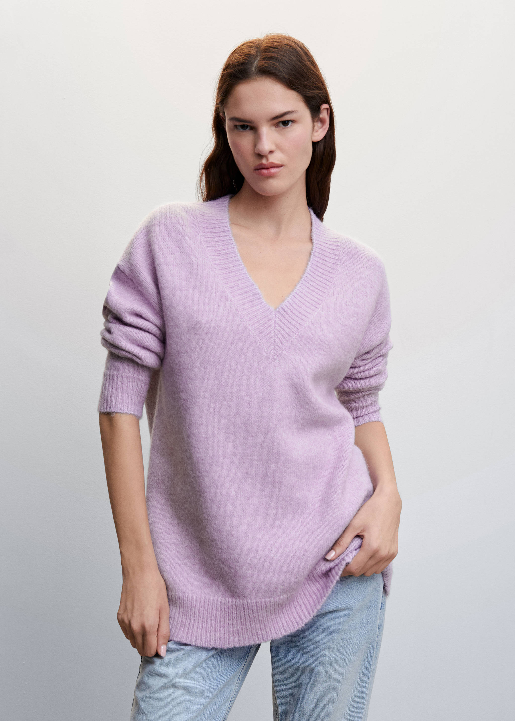 Chunky-knit V-neck sweater - Medium plane
