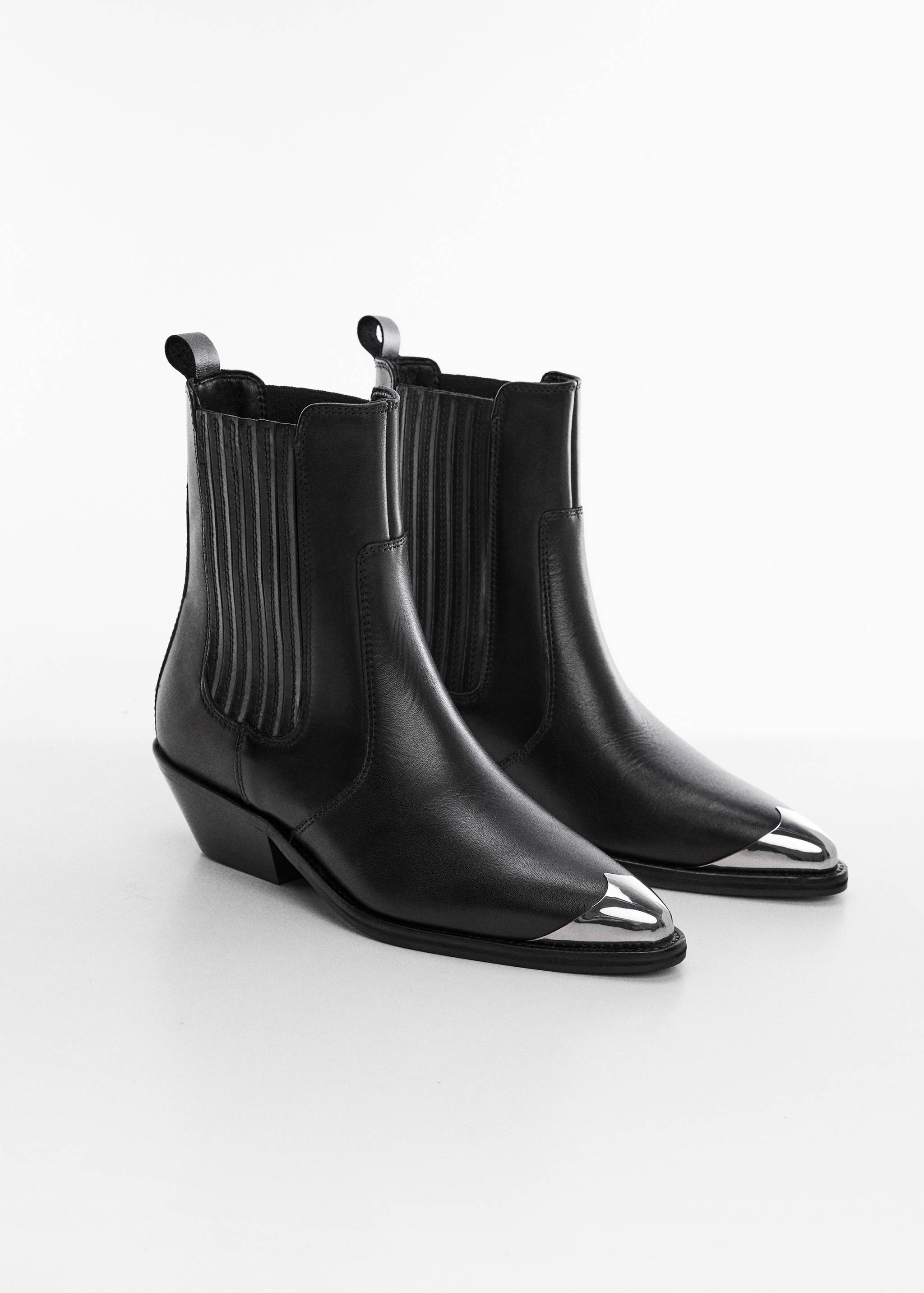 Metallic pointed toe leather ankle boots - Medium plane