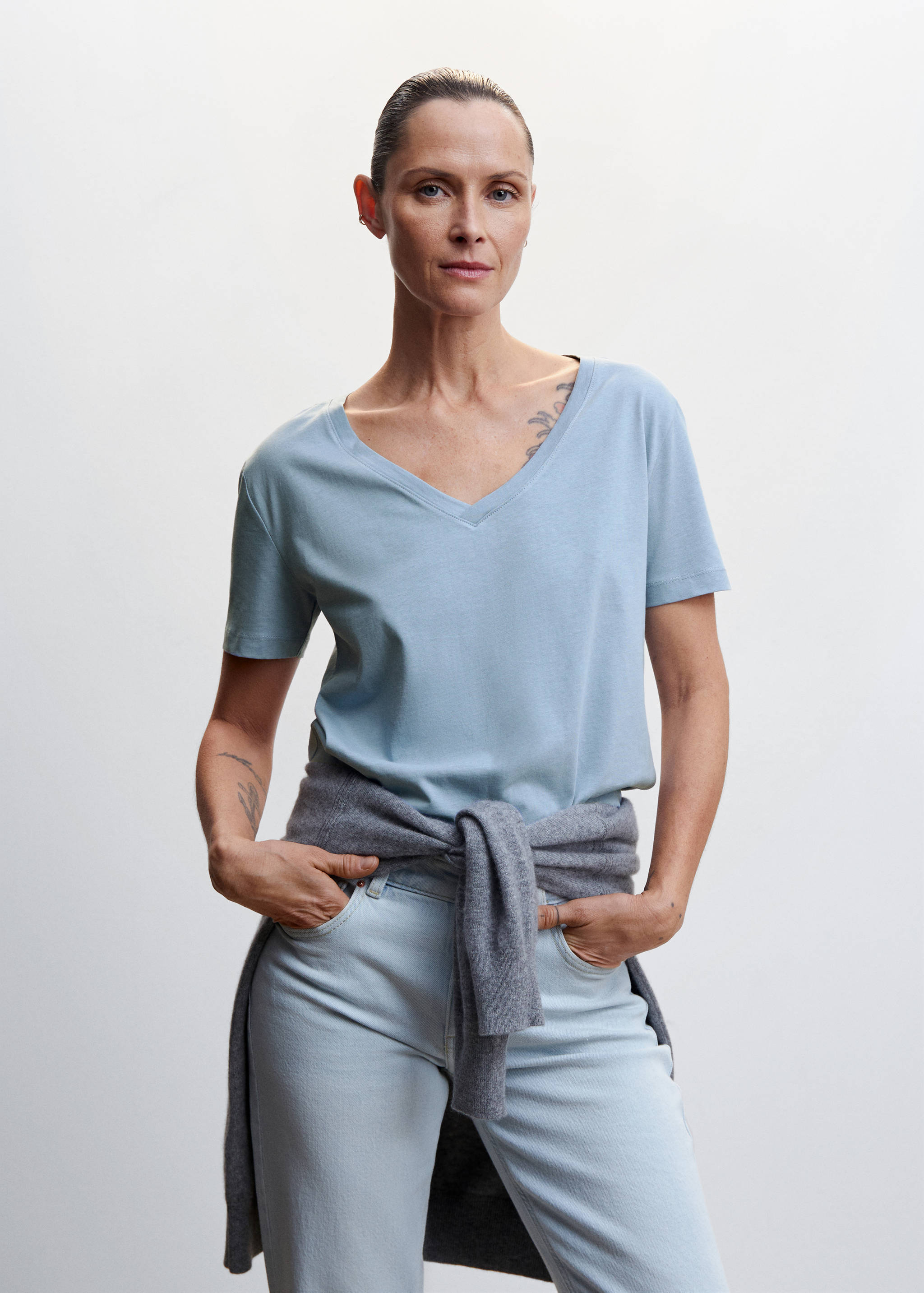 T-shirt basique en coton - Plan moyen