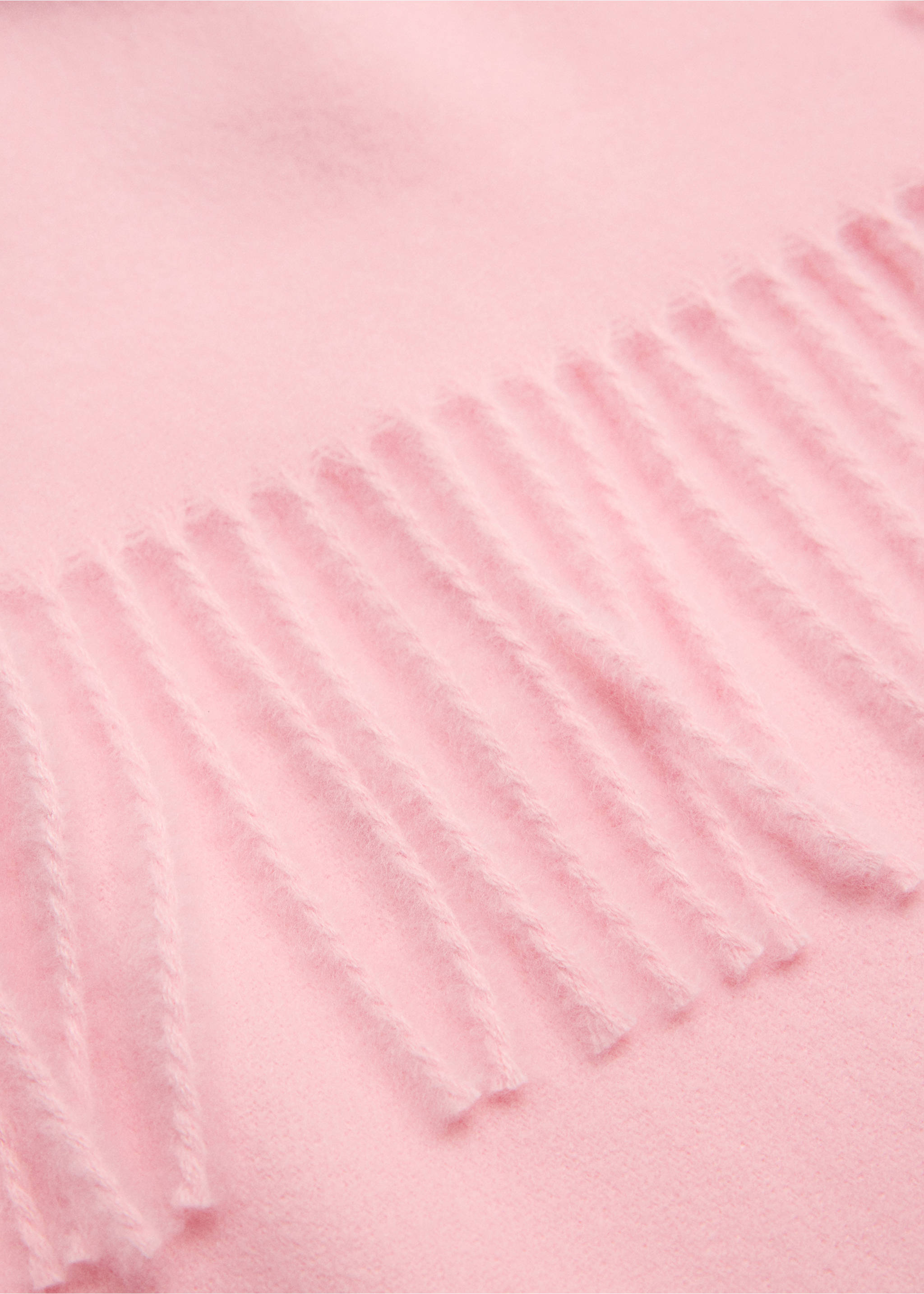 Close-up of a pink scarf detail with fringe., Light Pink. Ref: 47071332-00.