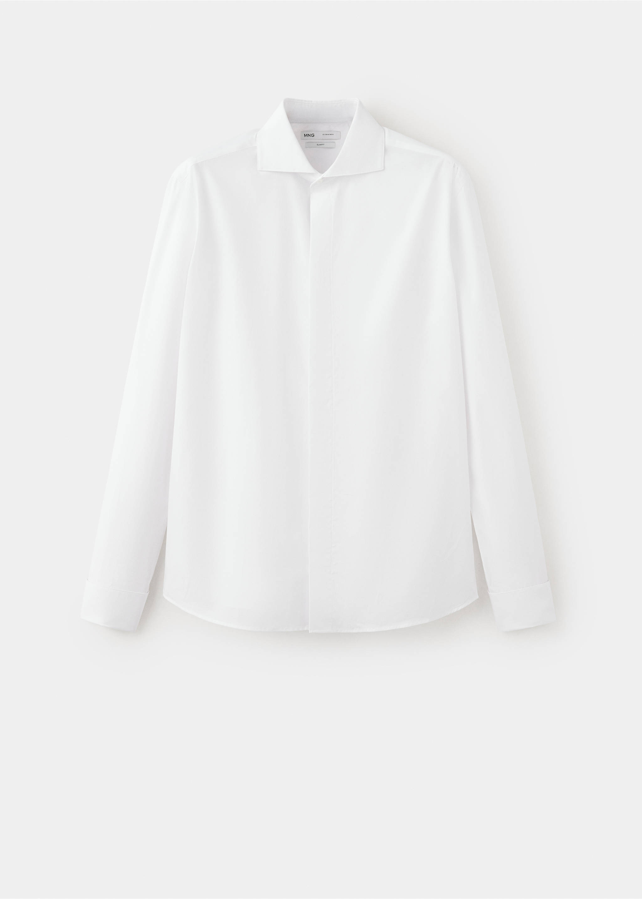 White long-sleeve shirt with a cut-away collar and concealed placket., White. Ref: 47071334-00.