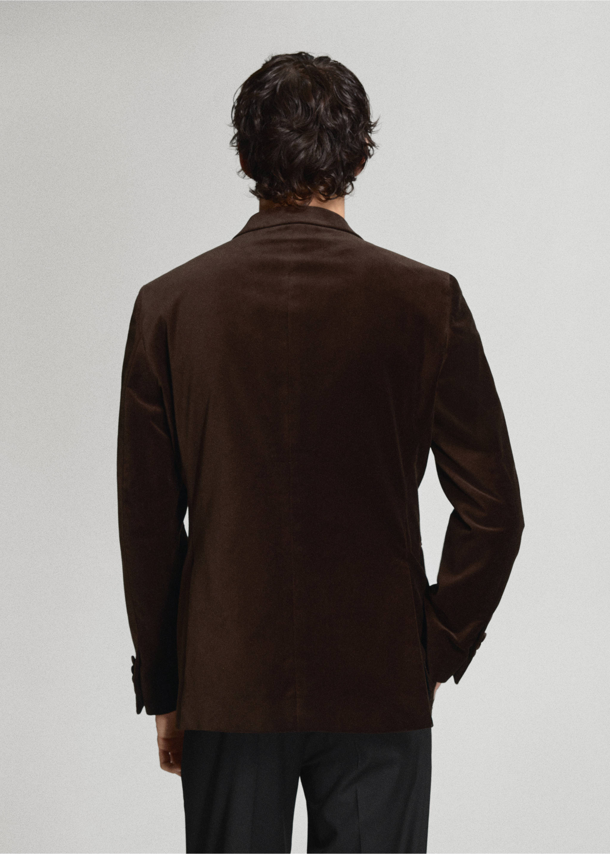 Brown corduroy blazer, back view., Brown. Ref: 47071336-00.
