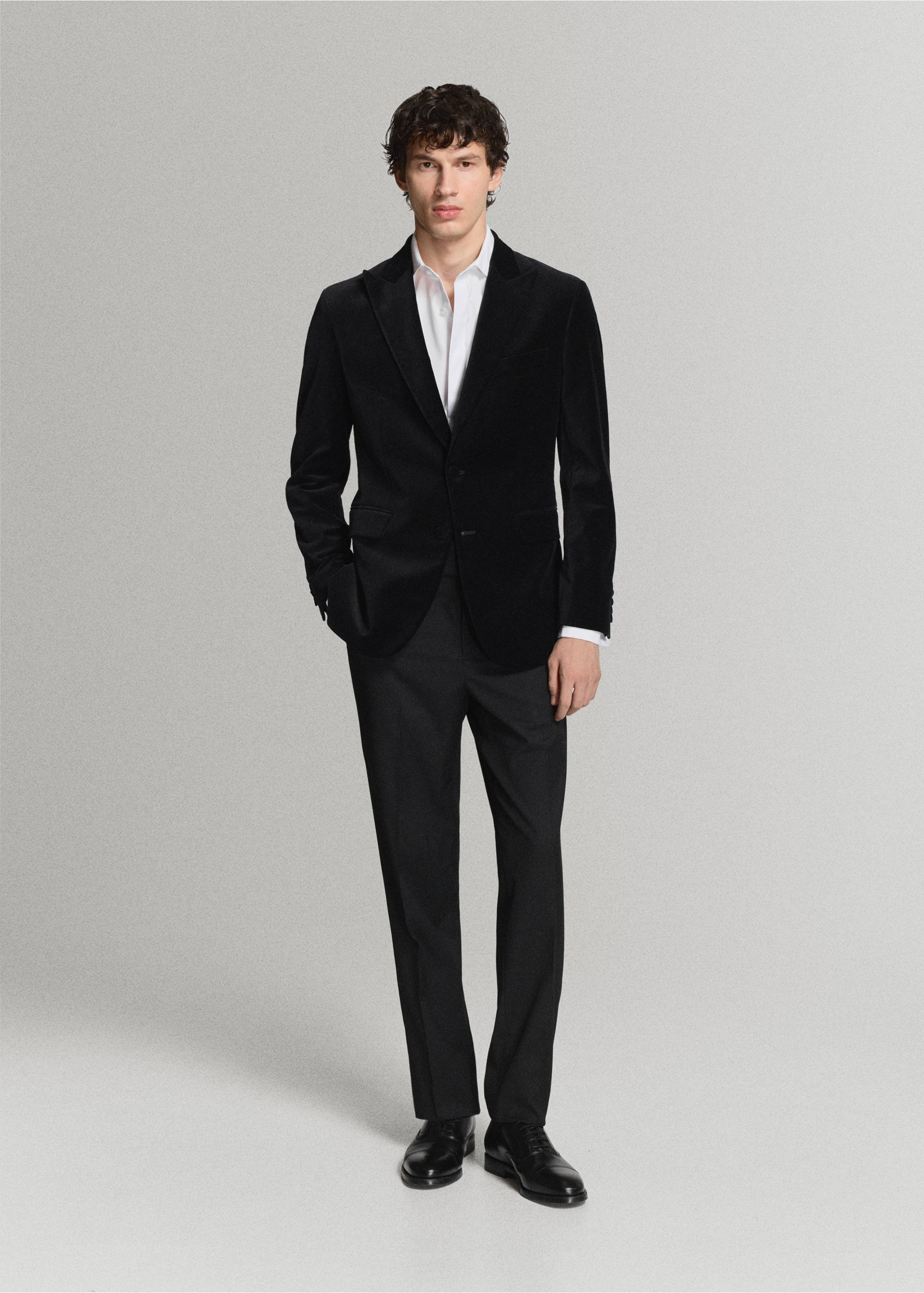 Blazer 100 % coton, velours - Plan général, Noir. Ref: 47071336-00.