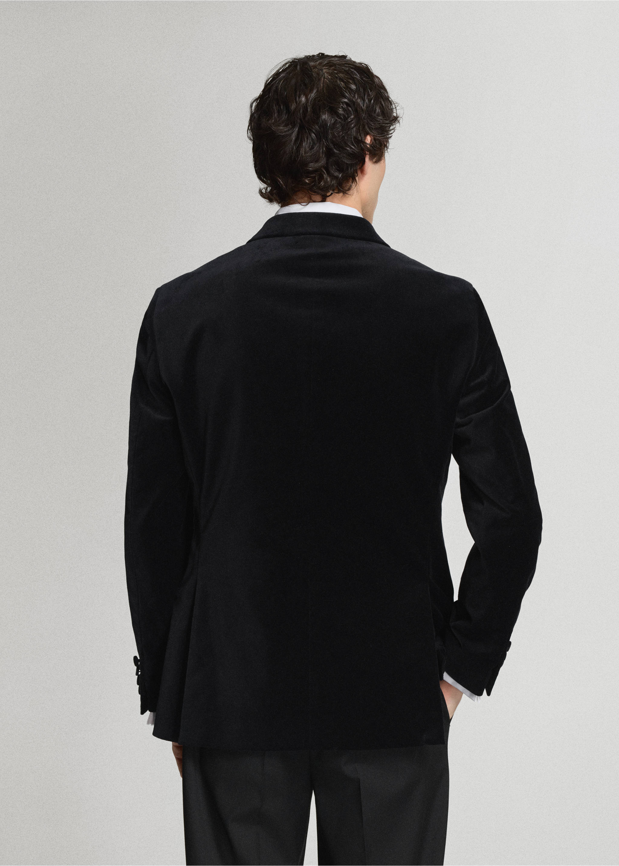 Blazer 100 % coton, velours - Verso de l’article, Noir. Ref: 47071336-00.