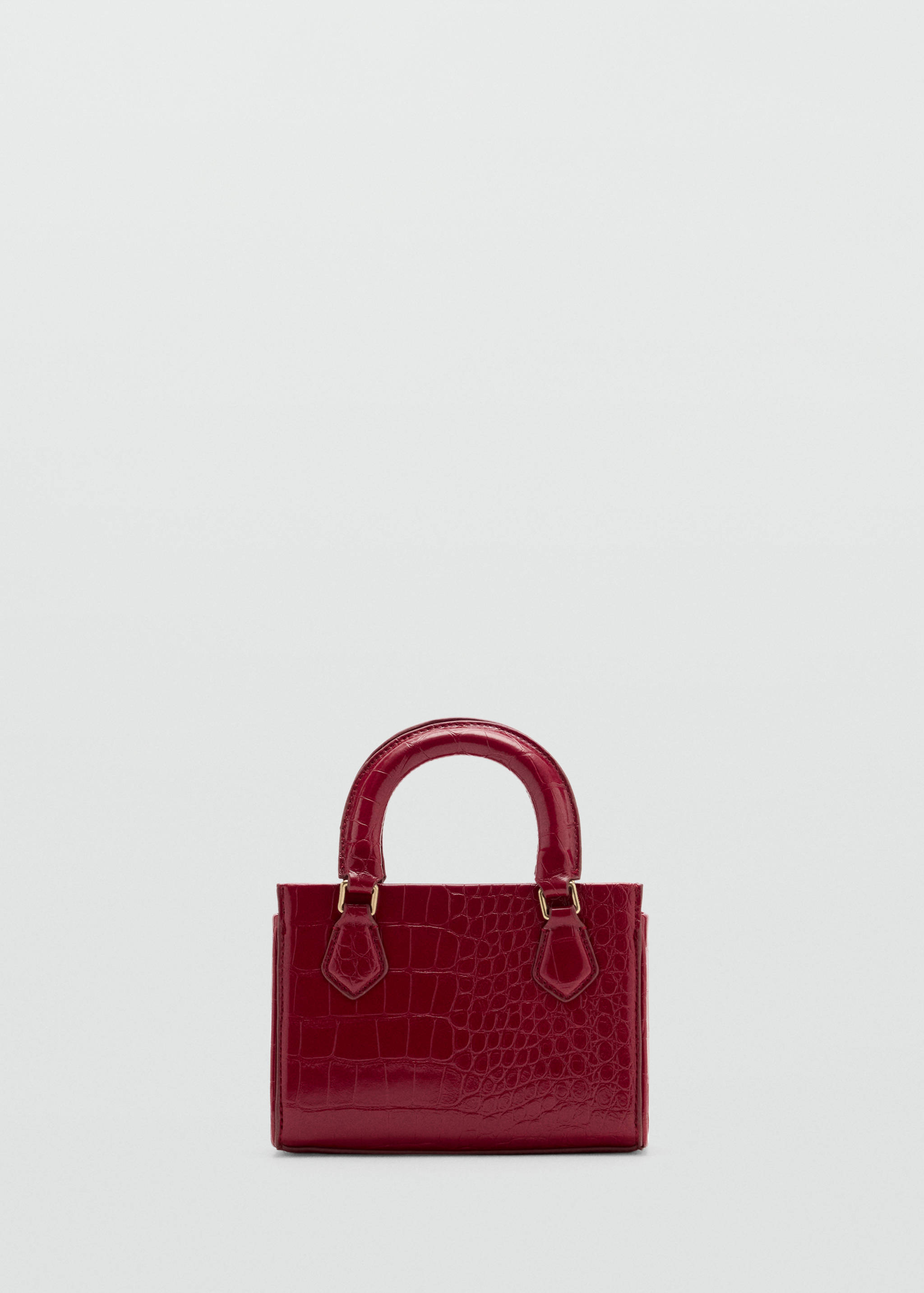 Burgundy red crossbody bag with a glossy crocodile-skin pattern and gold hardware.