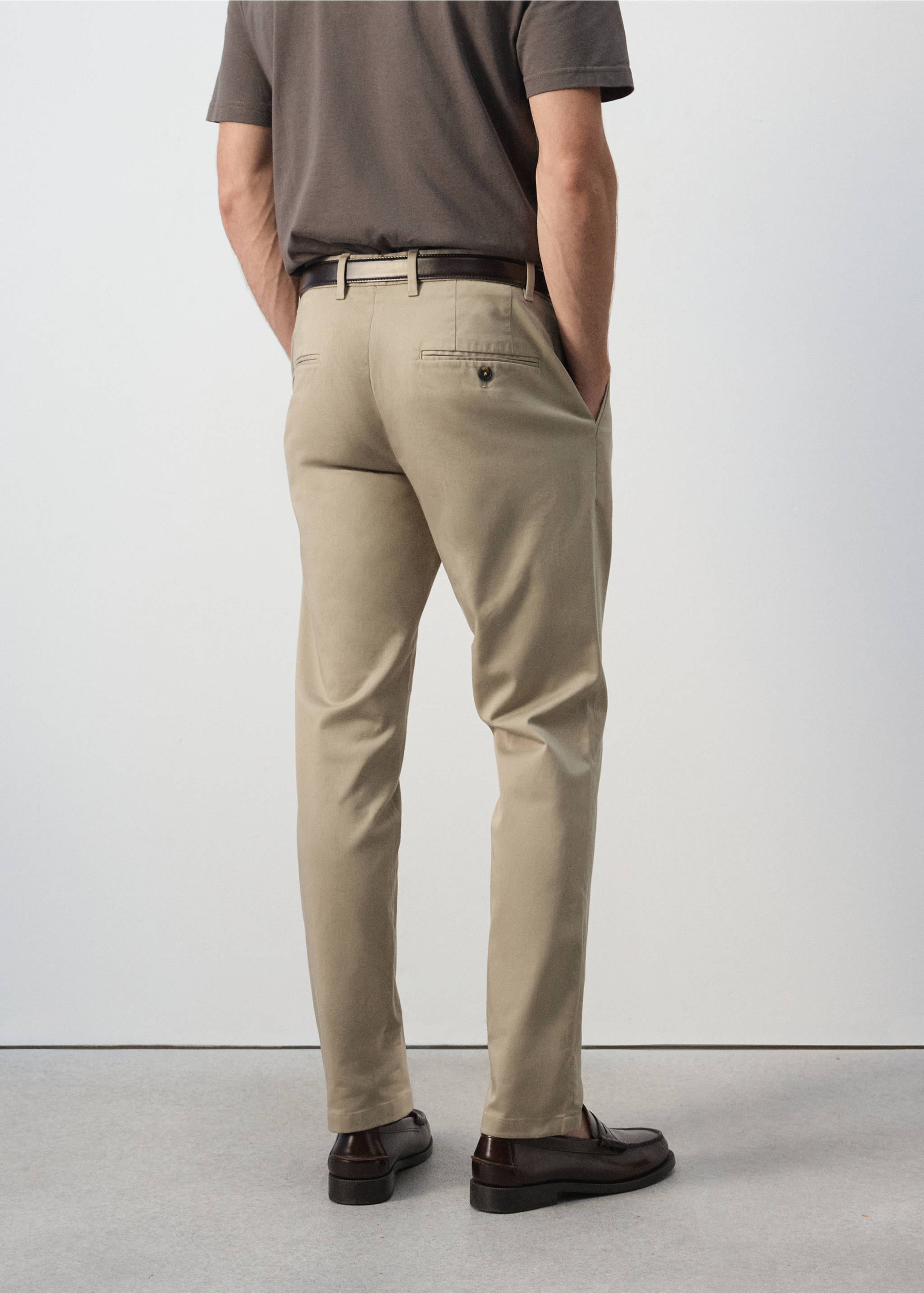 Beige slim-fit trousers viewed from the back., Beige. Ref: 47071351-00.