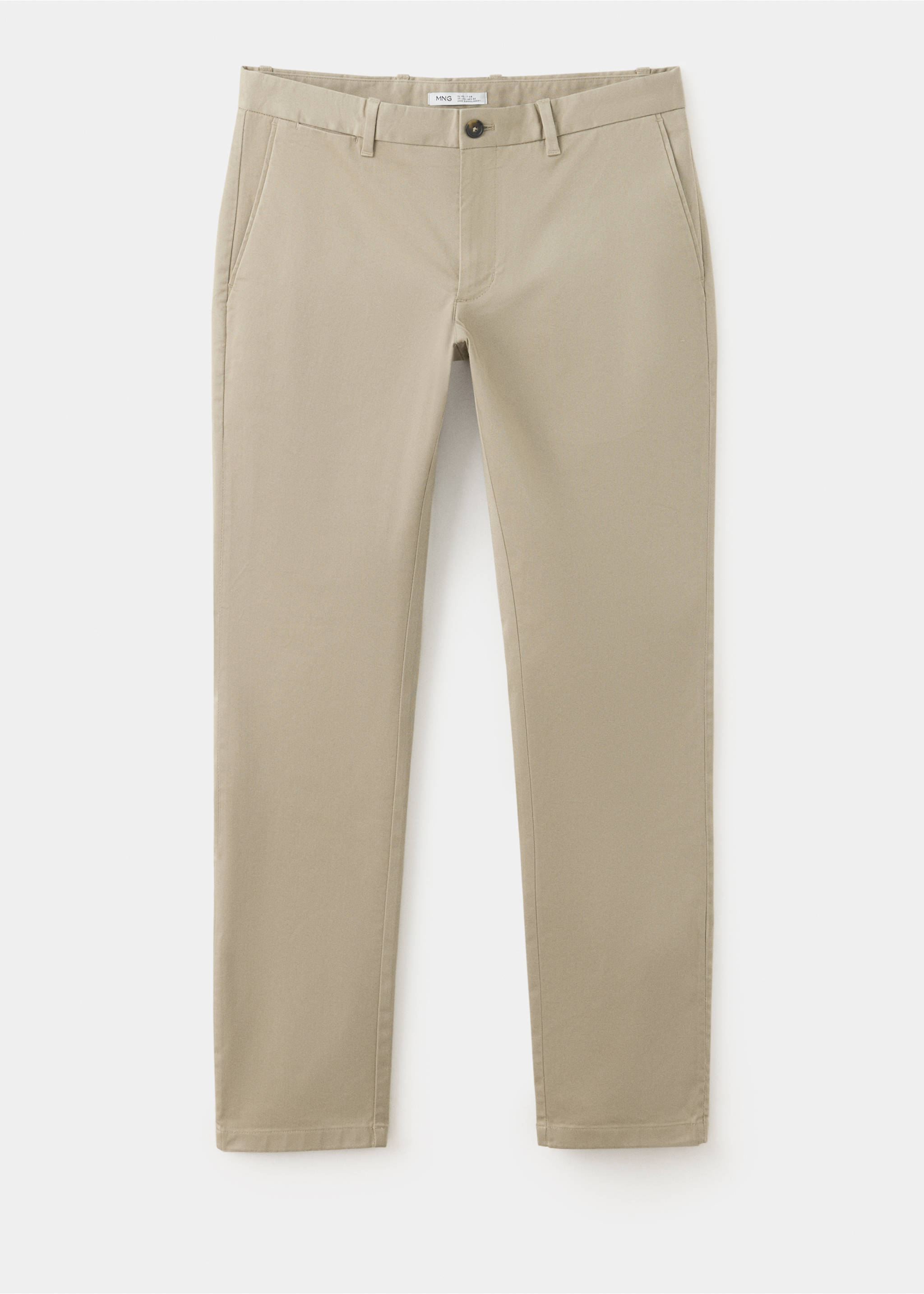 Beige slim-fit trousers with belt loops and side pockets., Beige. Ref: 47071351-00.