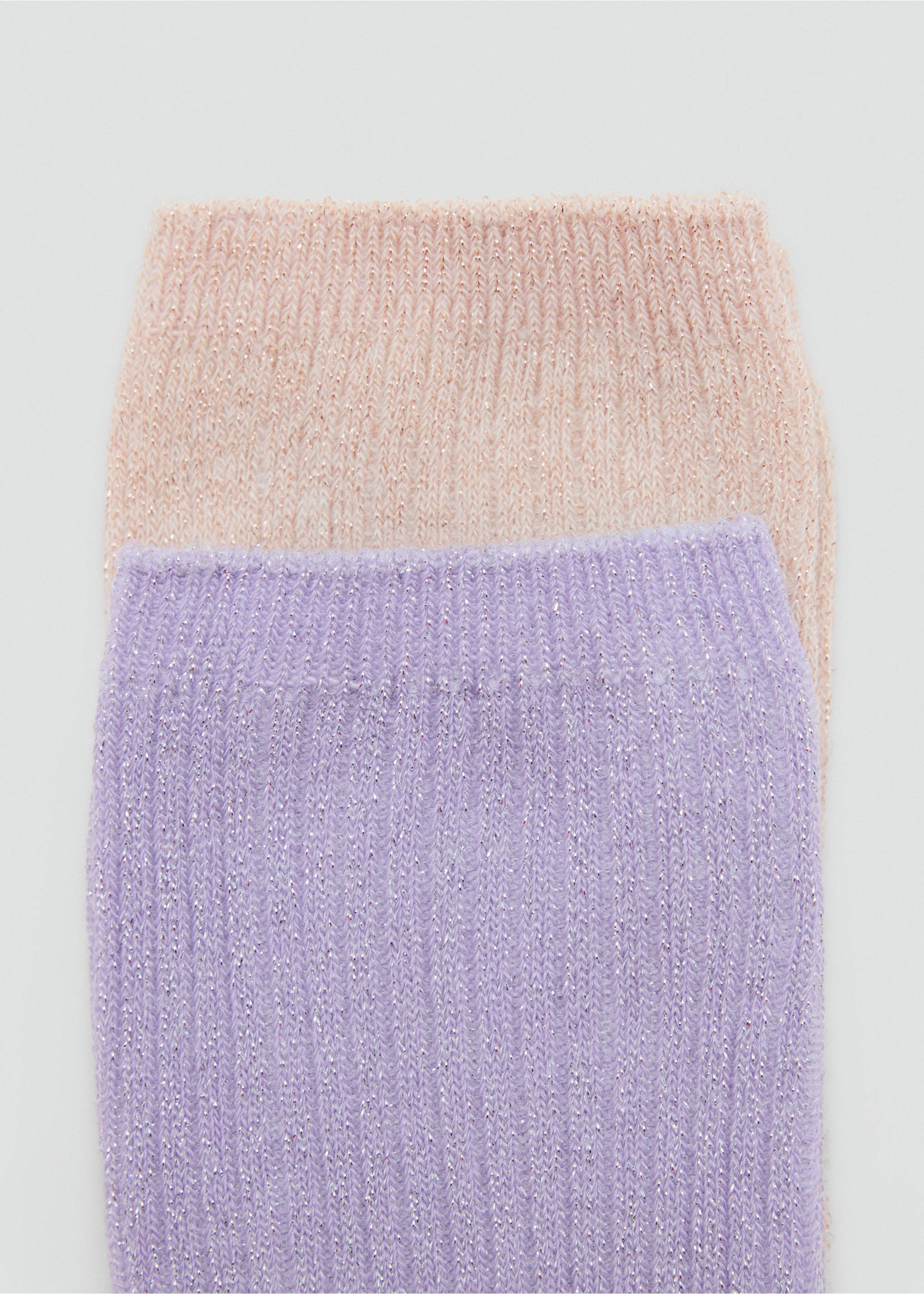 Pack of two pink and purple ribbed metallic lurex socks., Lilac. Ref: 47071356-00.