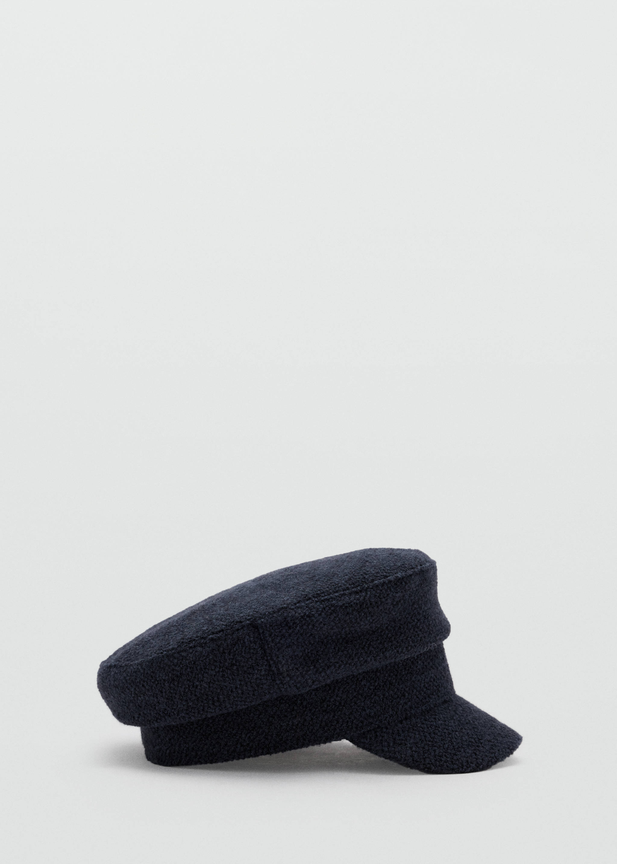 Dark navy blue textured sailor cap with a flat crown and short curved visor.