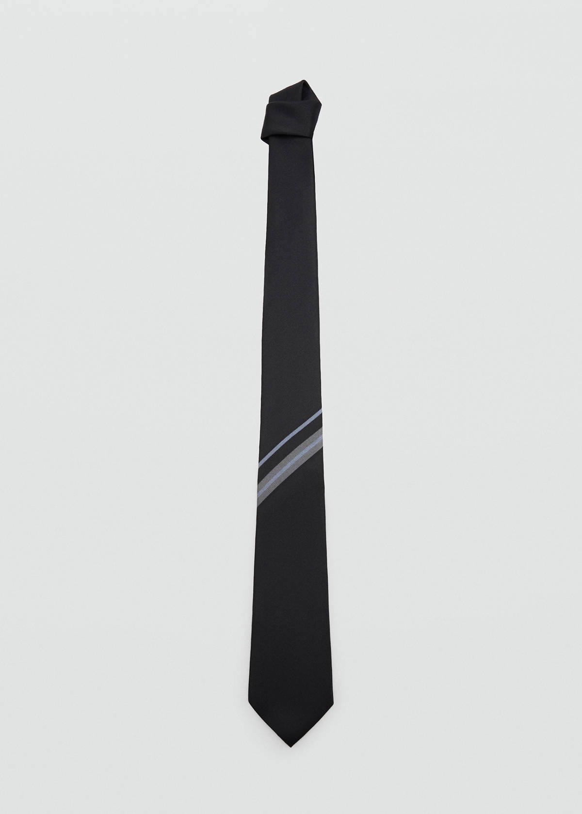 Striped silk tie — Black