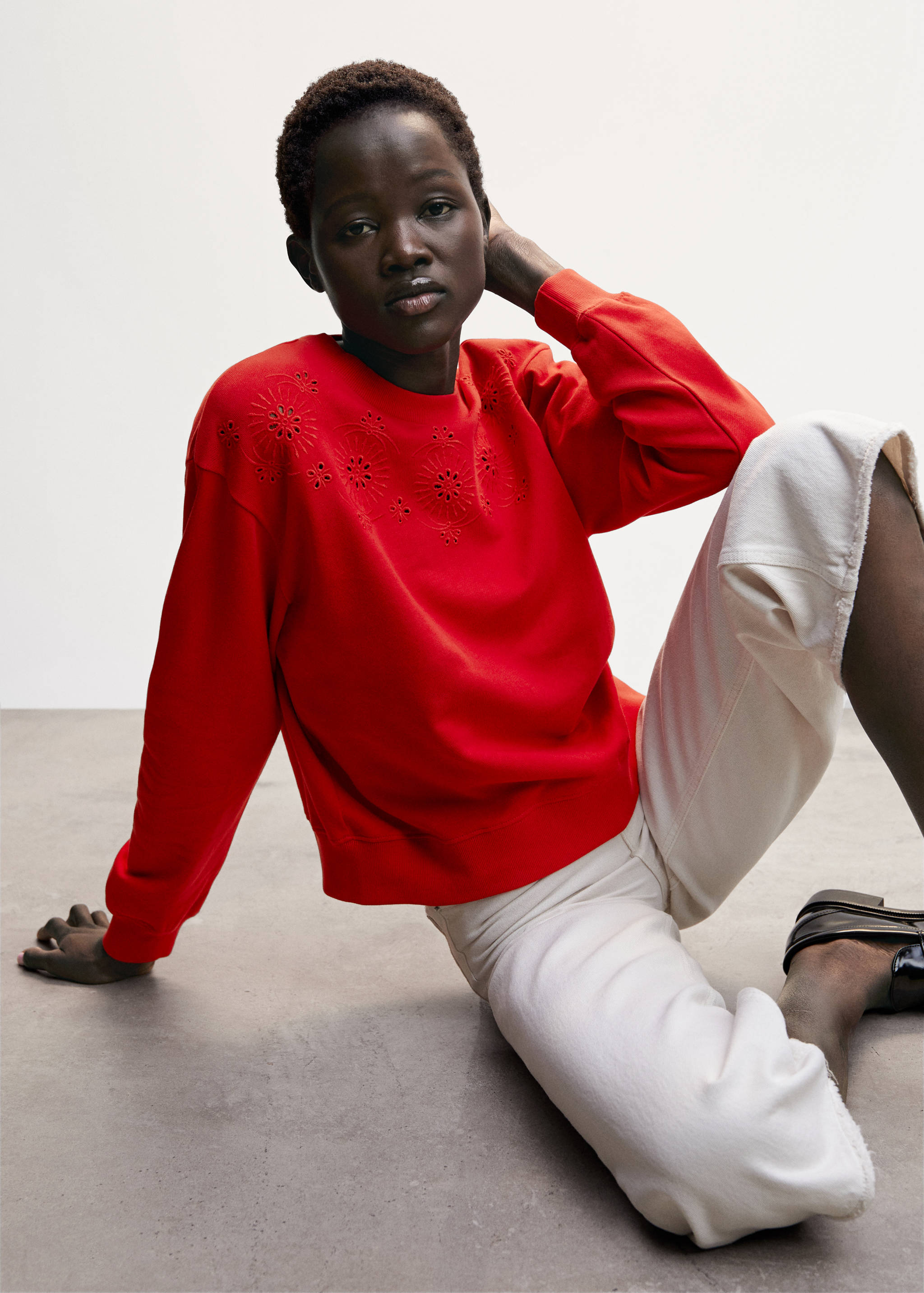 Хлопковый свитшот с вышивкой - Деталь изделия 6