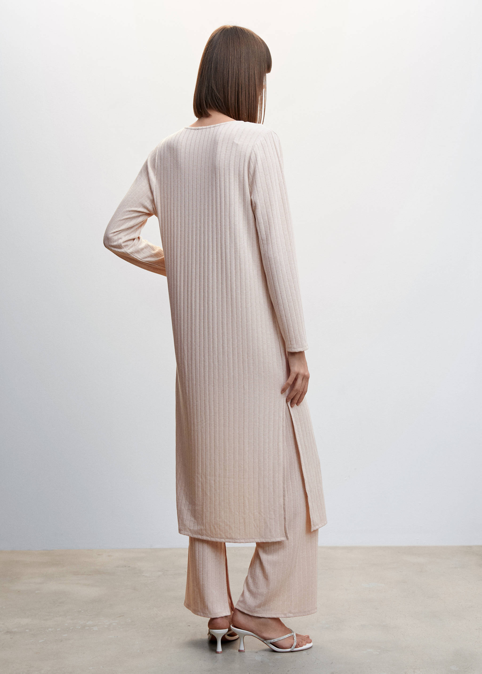 Ribbed long cardigan - Reverse of the article