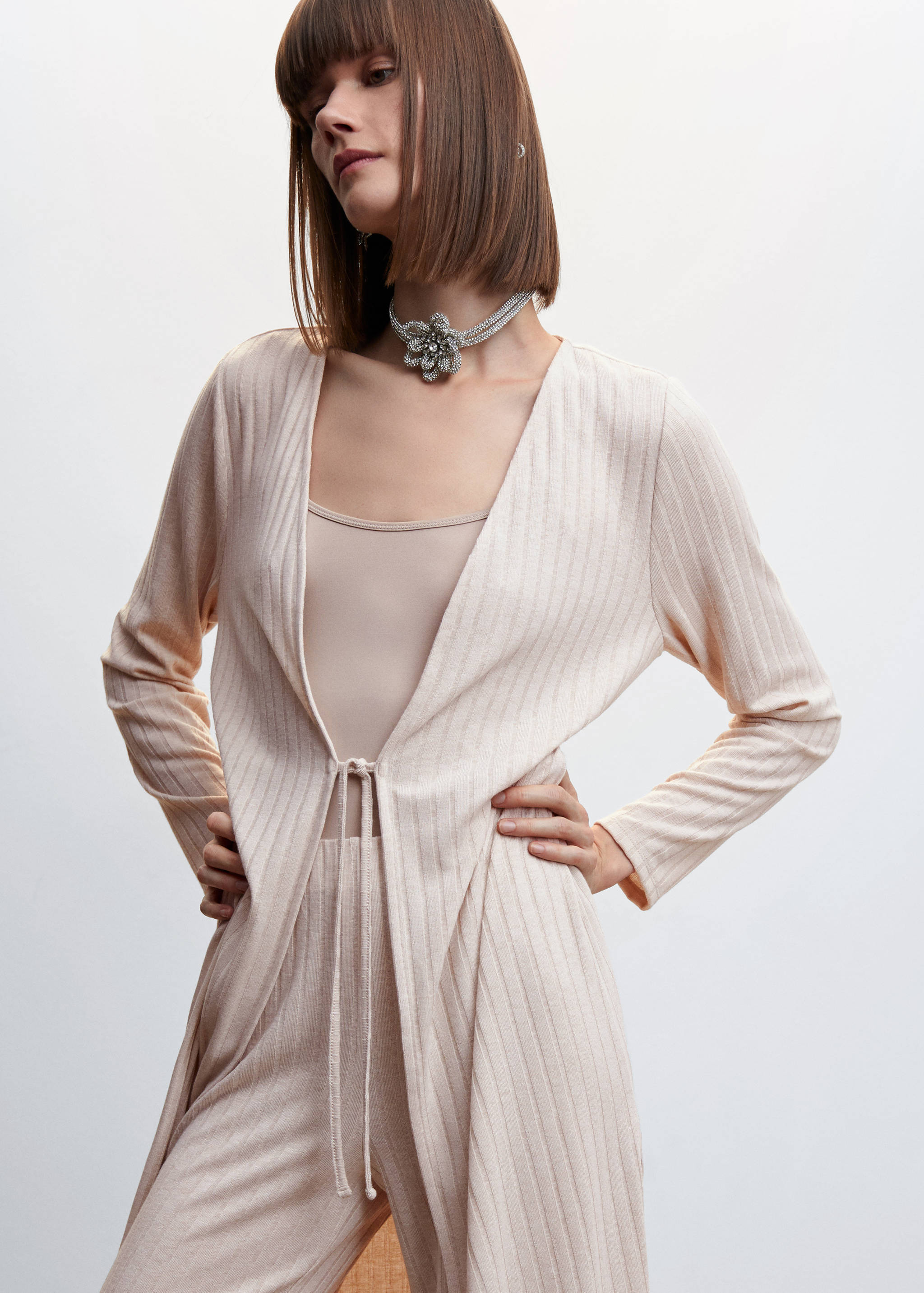 Ribbed long cardigan - Details of the article 6