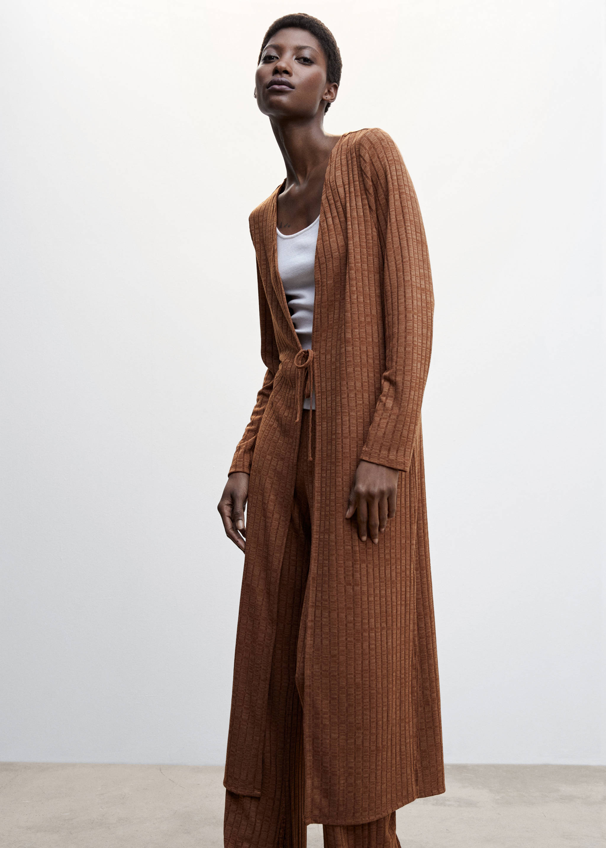 Ribbed long cardigan - Medium plane