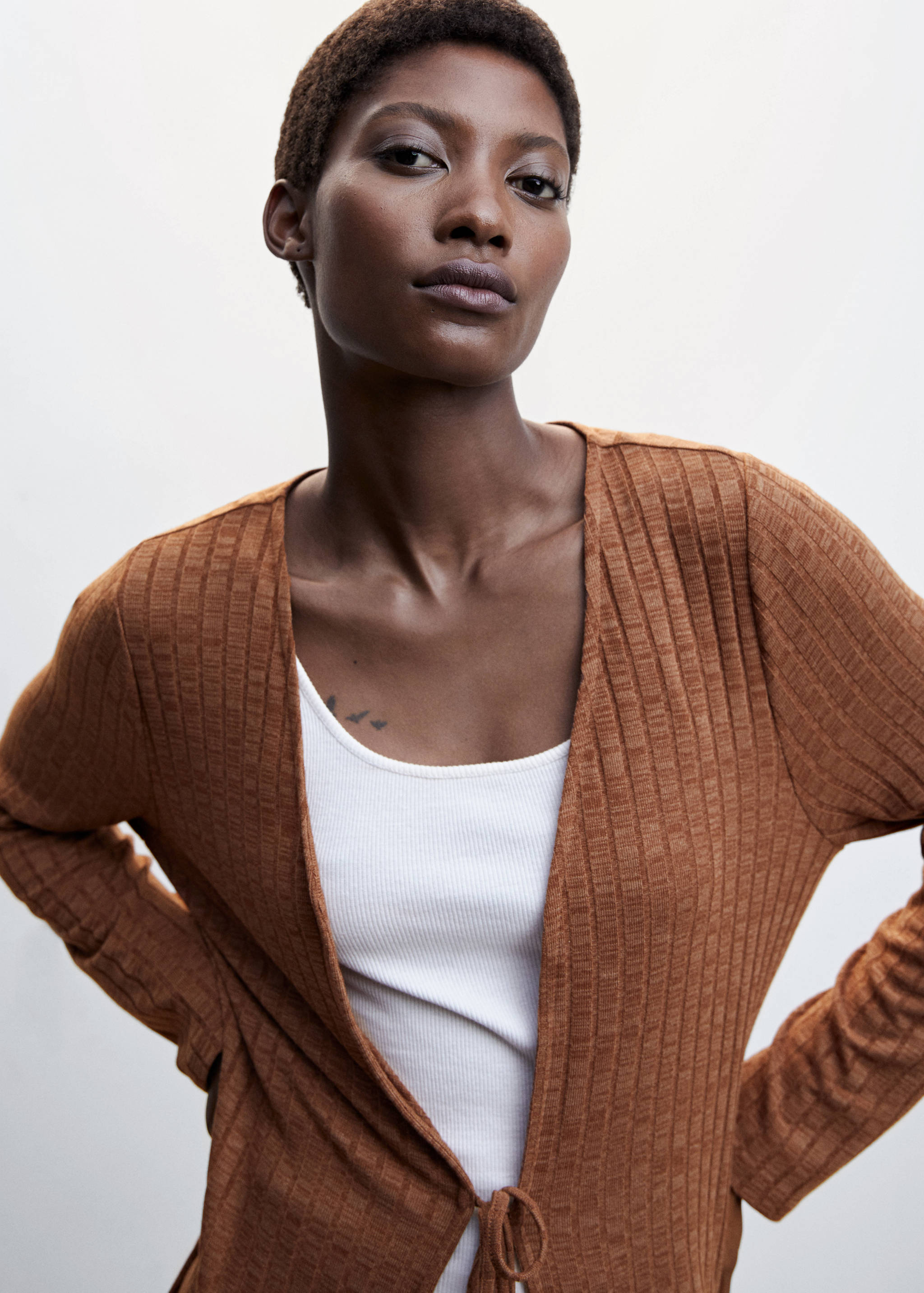 Ribbed long cardigan - Details of the article 1