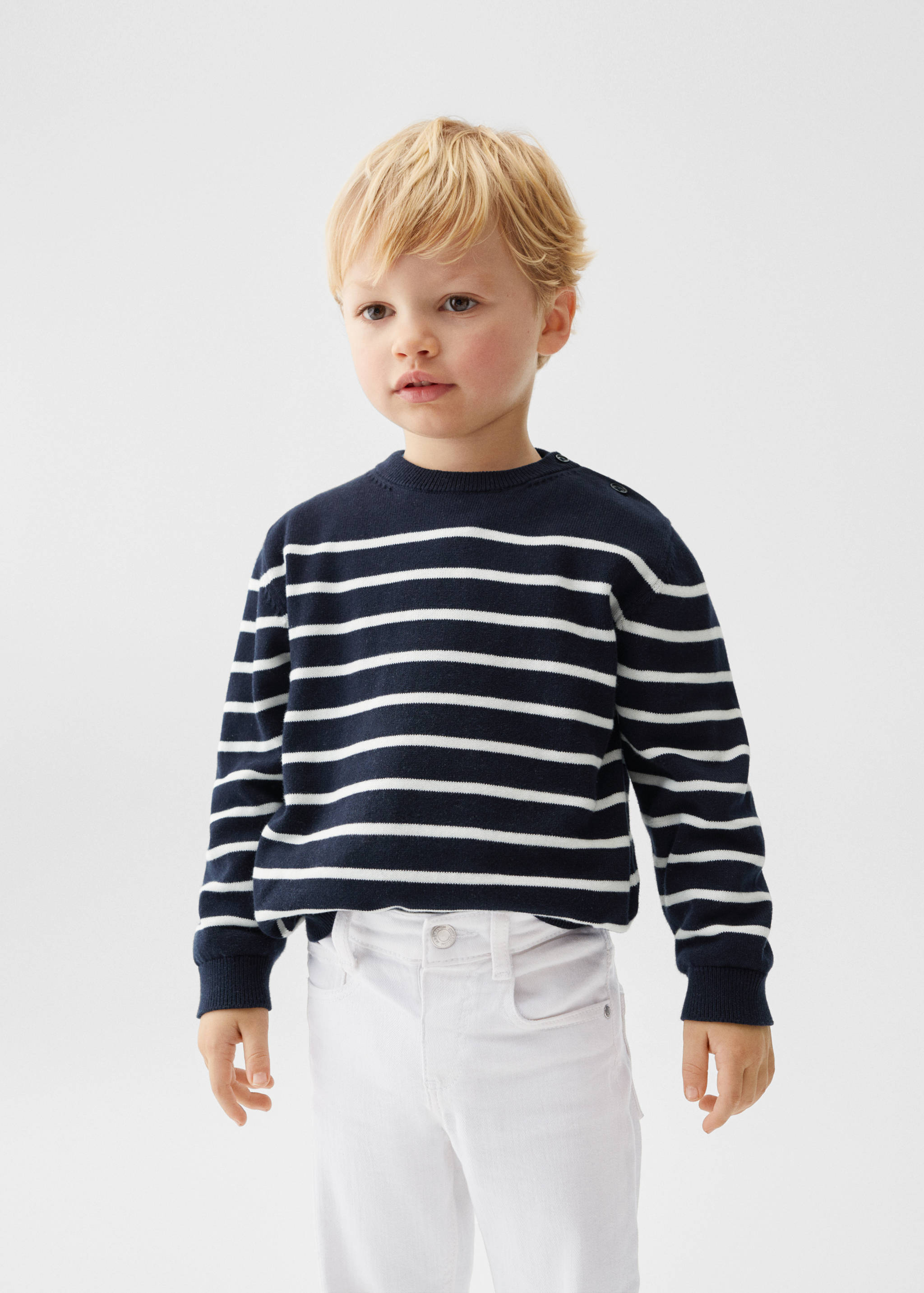 Striped cotton-blend sweater - Medium plane