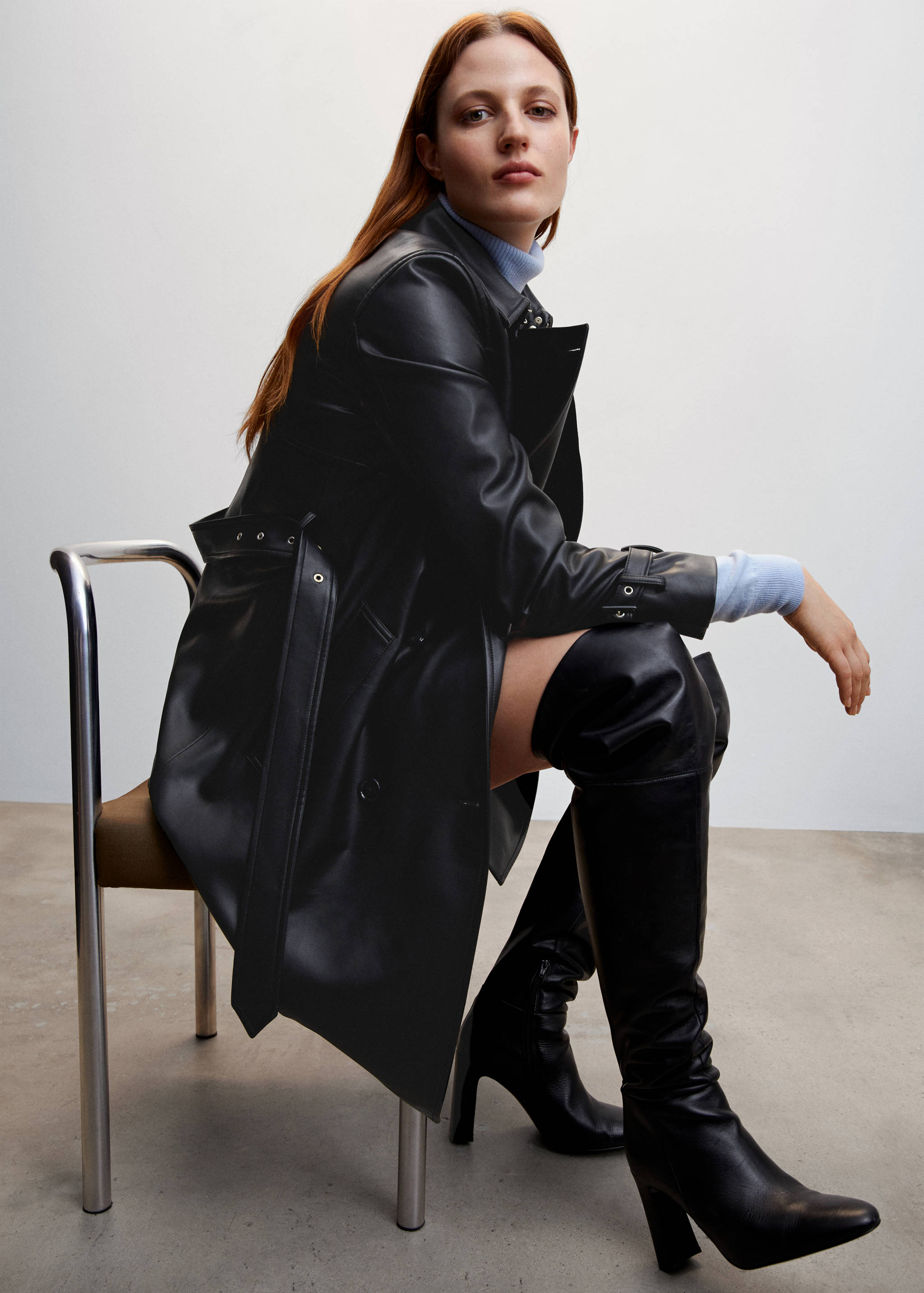 Leather-effect trench coat - Details of the article 1