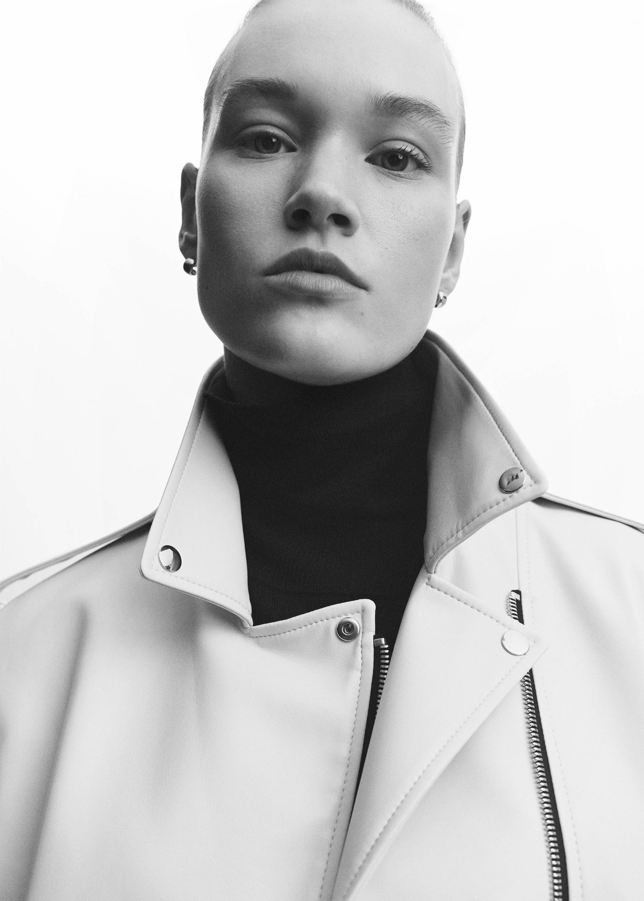 皮革效果机车夹克 - null