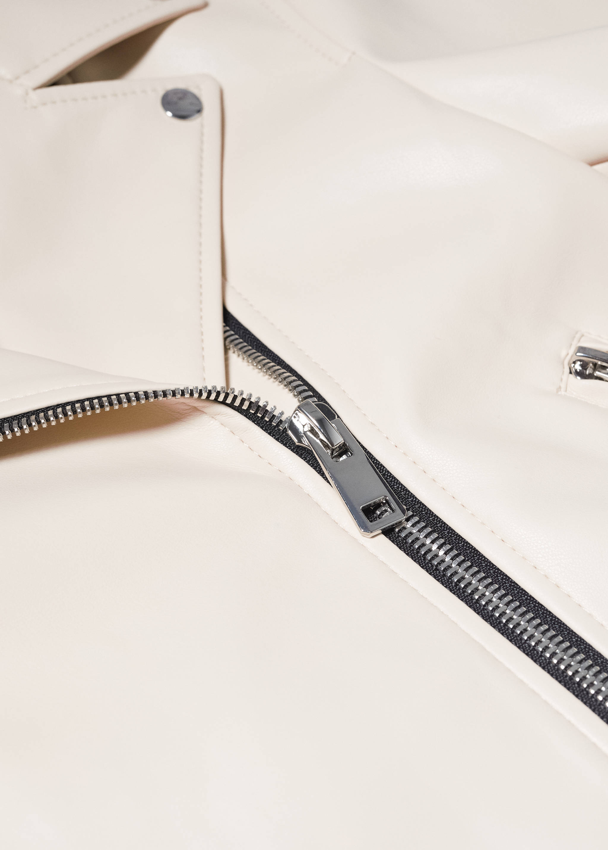 皮革效果机车夹克 - null