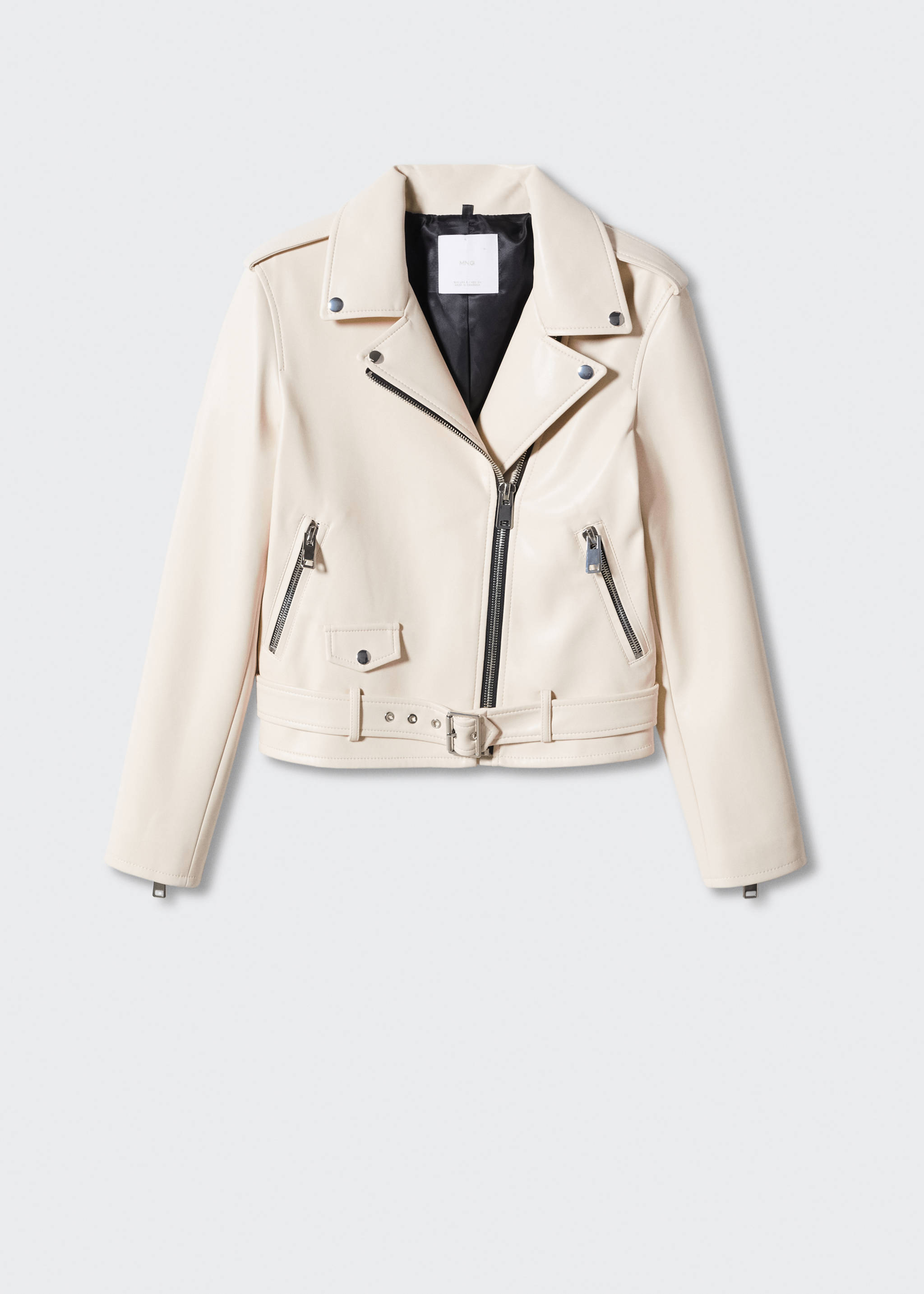 皮革效果机车夹克 - null