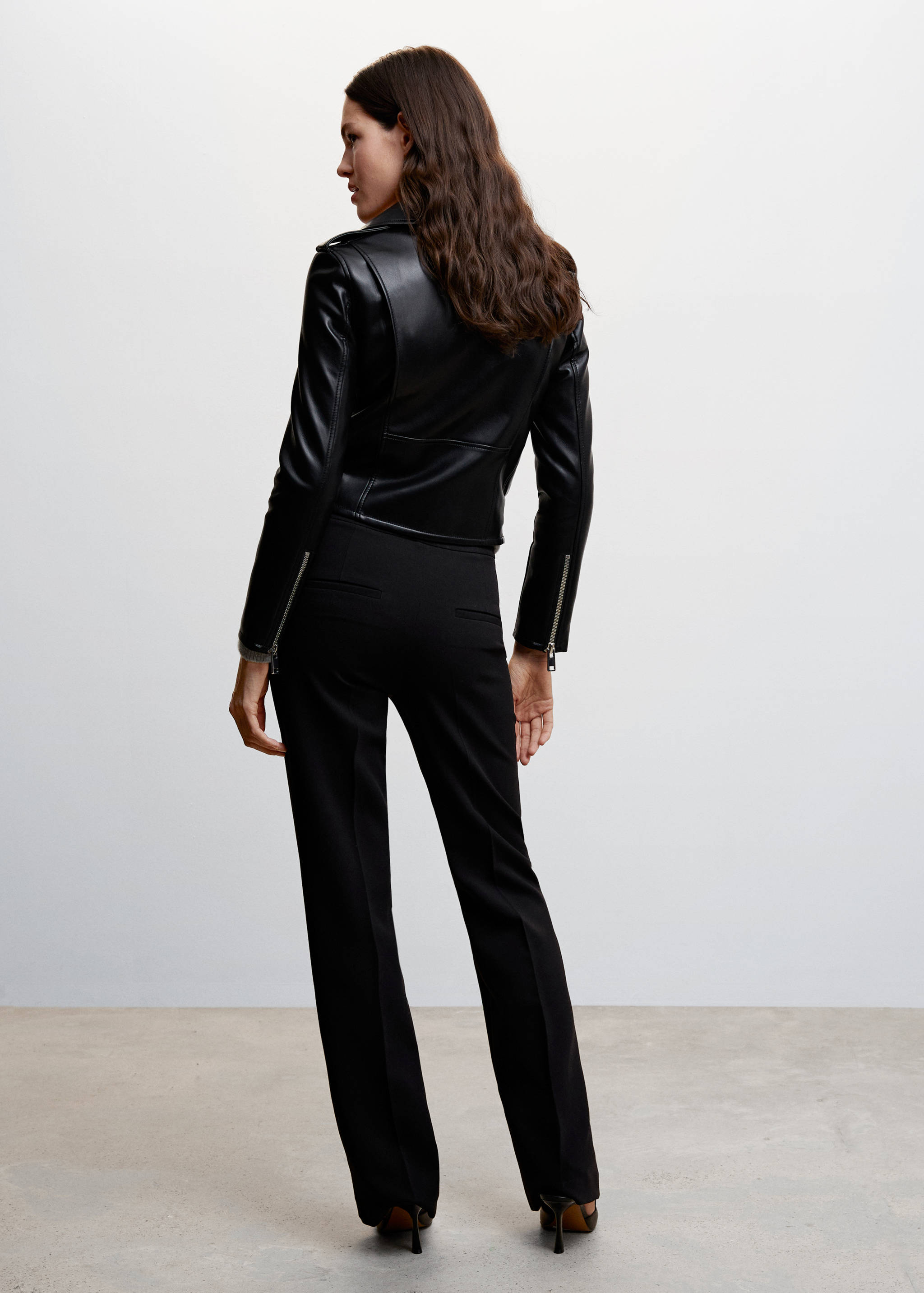 皮革效果机车夹克 - null