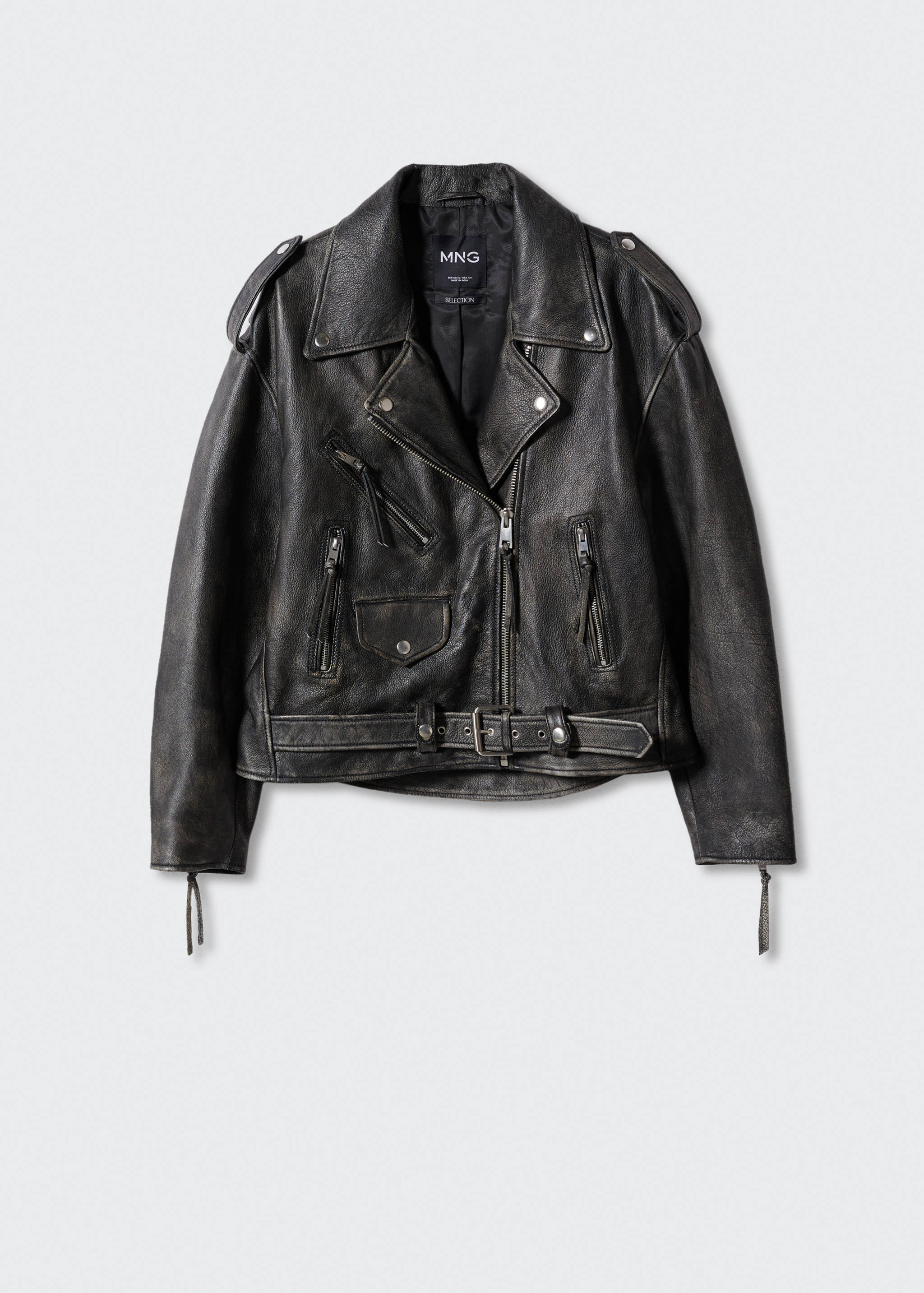 Leather biker oversize jacket - Article without model