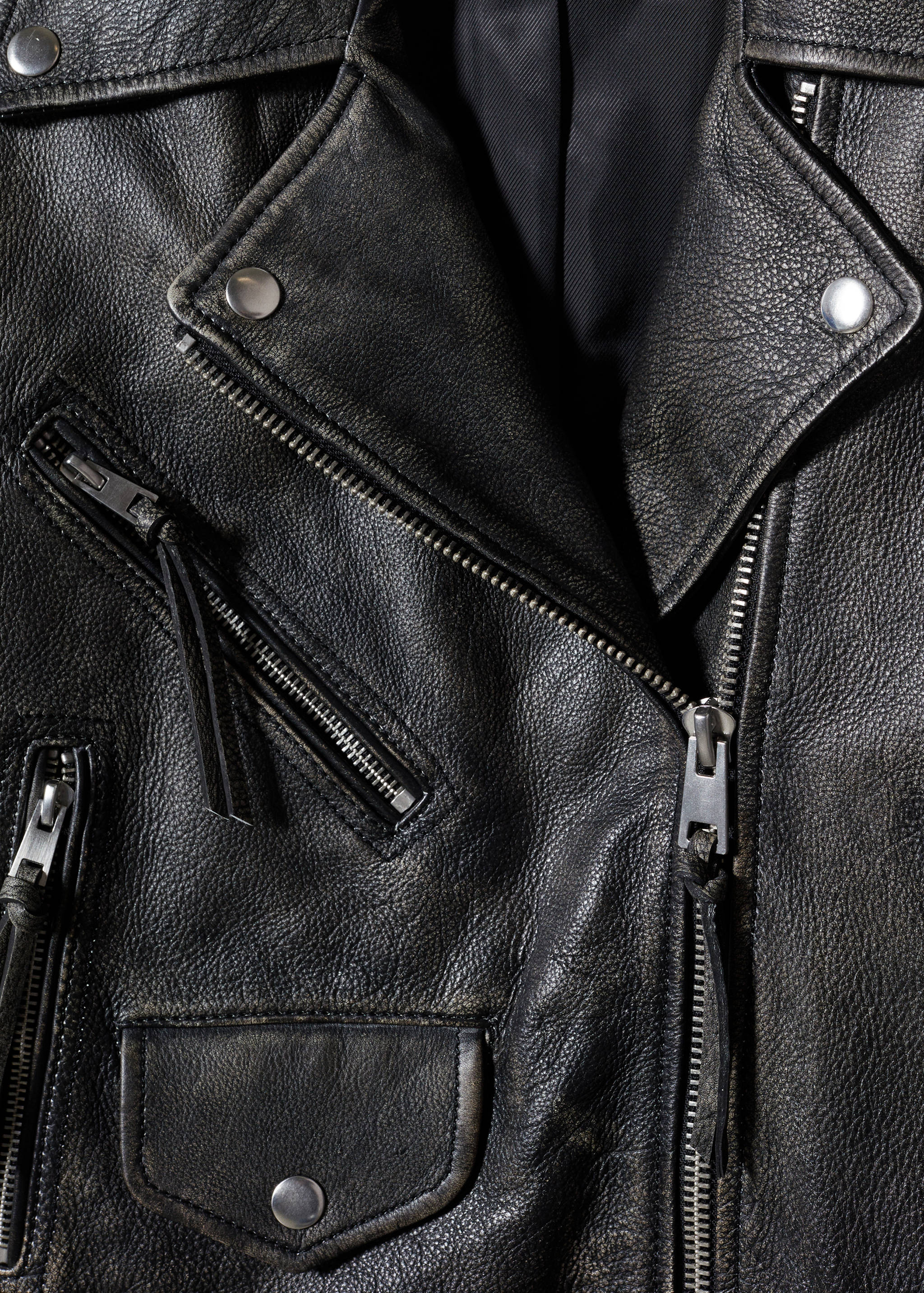 Leather biker oversize jacket - Details of the article 8