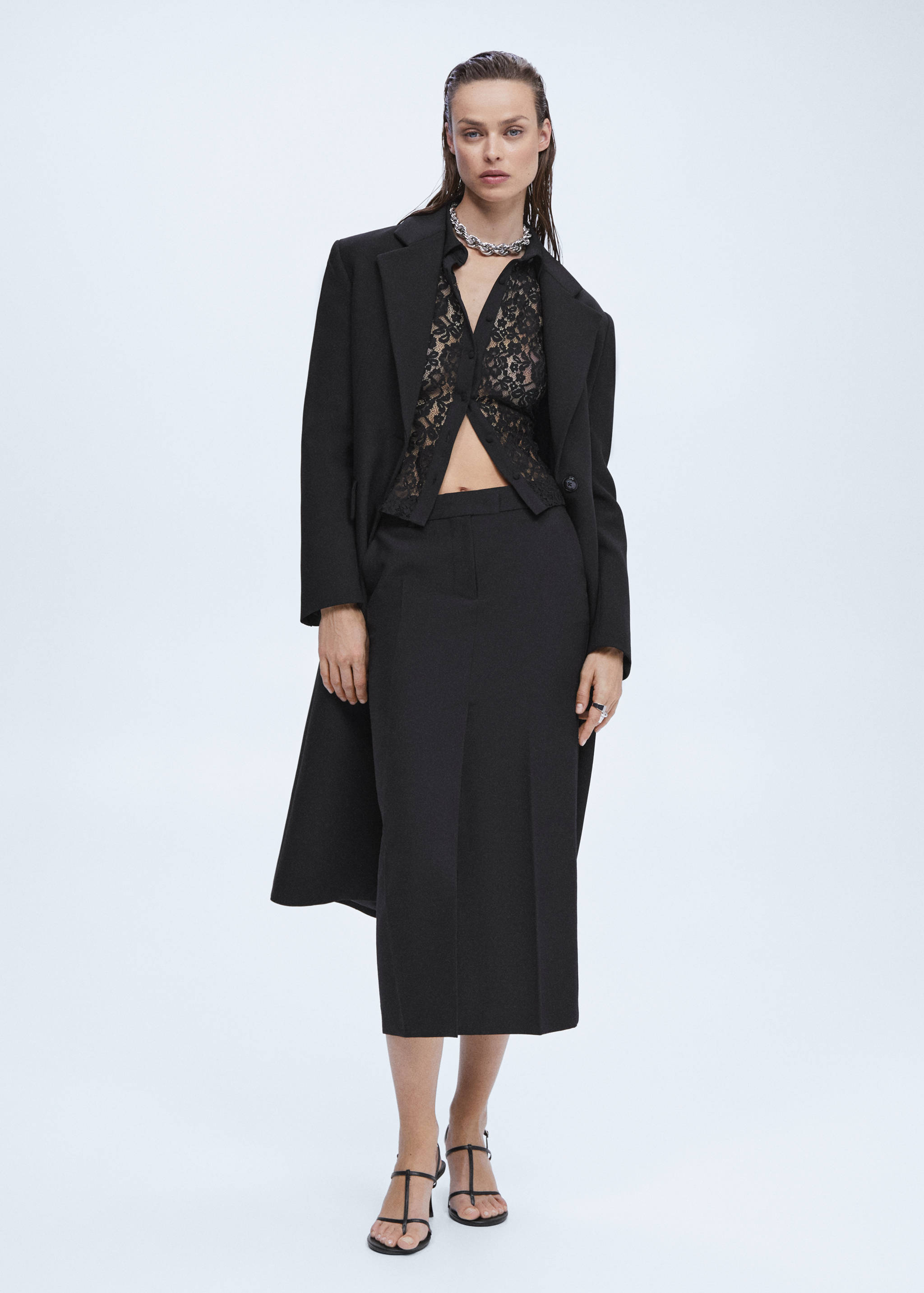 Jupe crayon en laine  - Plan général