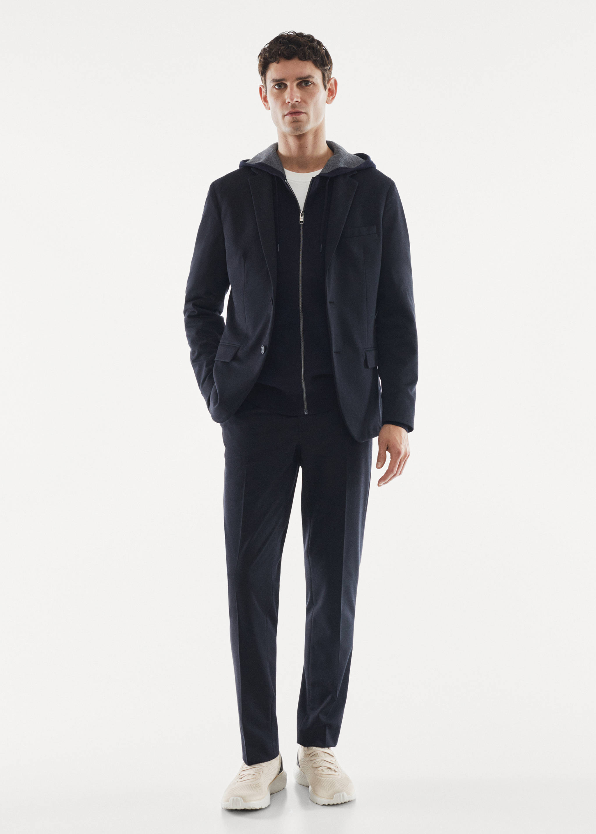 Pantalon costume slim fit texturé - Plan général