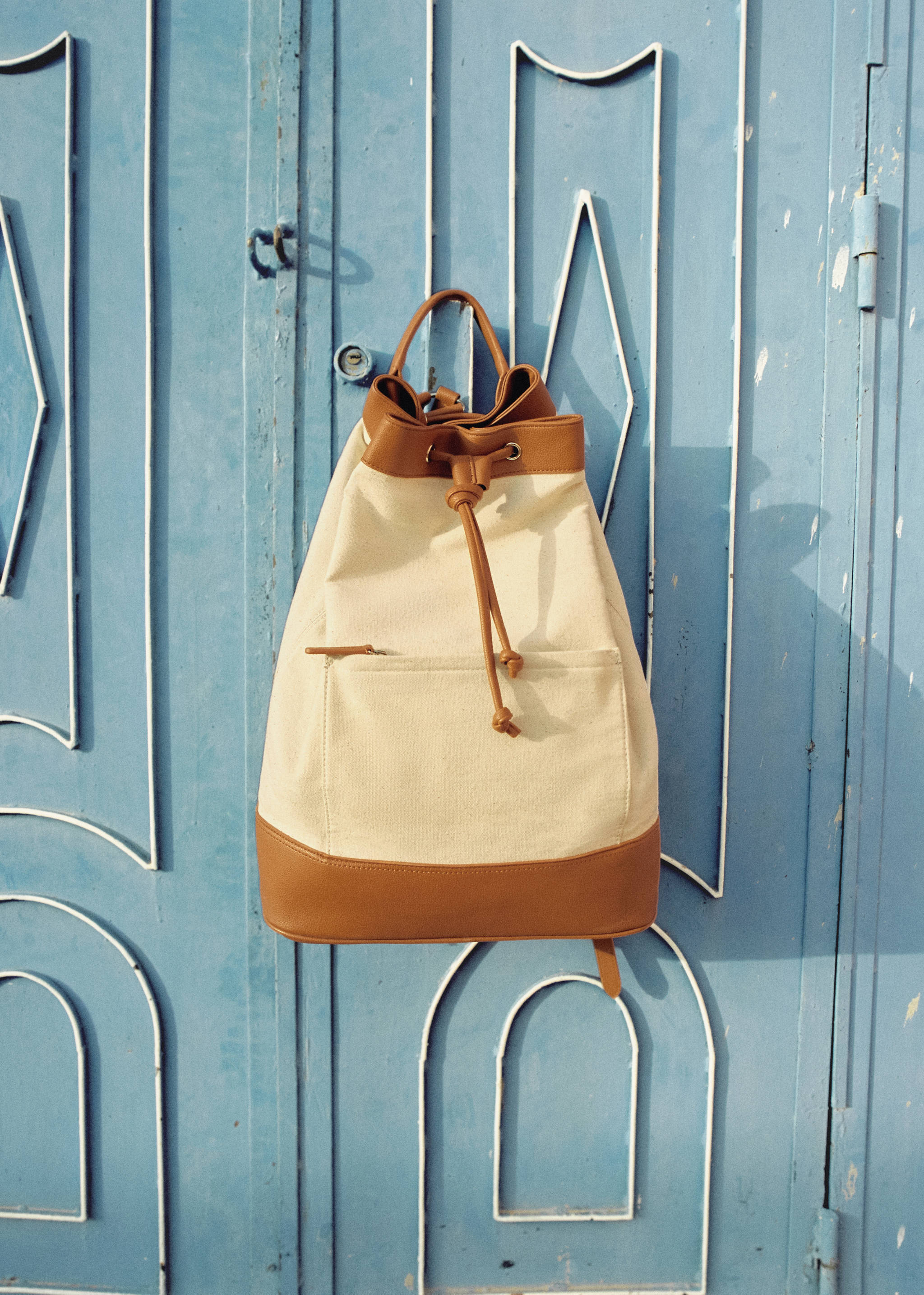 帆布混纺双肩包 - null