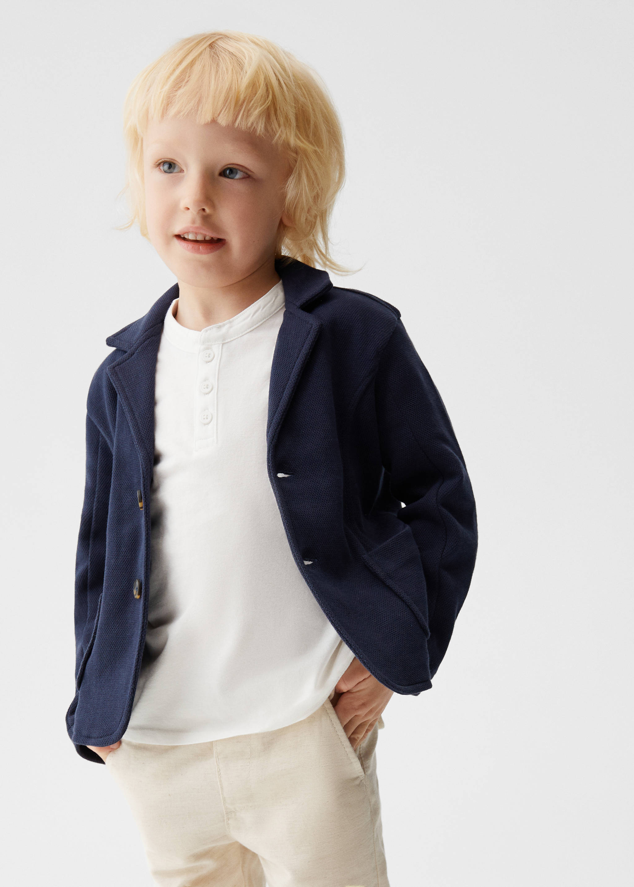 Textured regular fit suit blazer - Medium plane