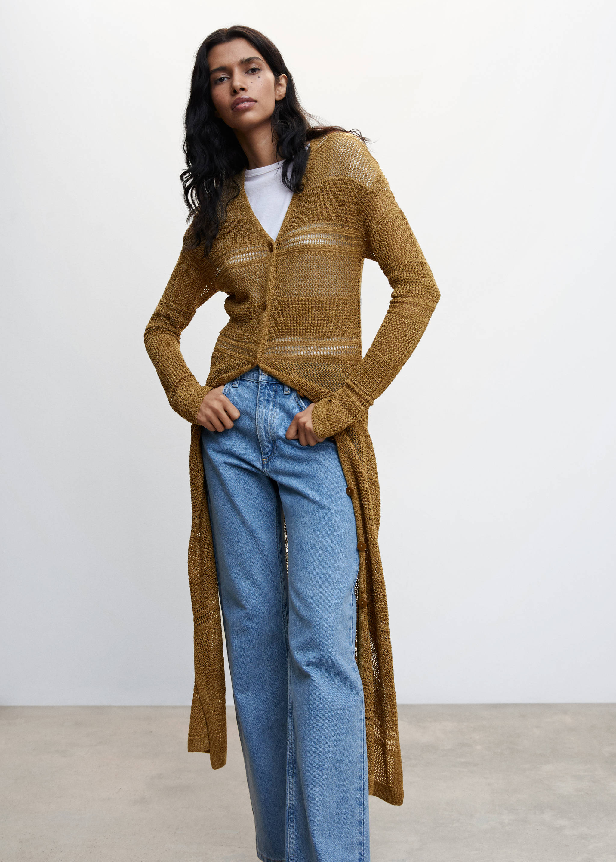 Side slit cardigan - Medium plane