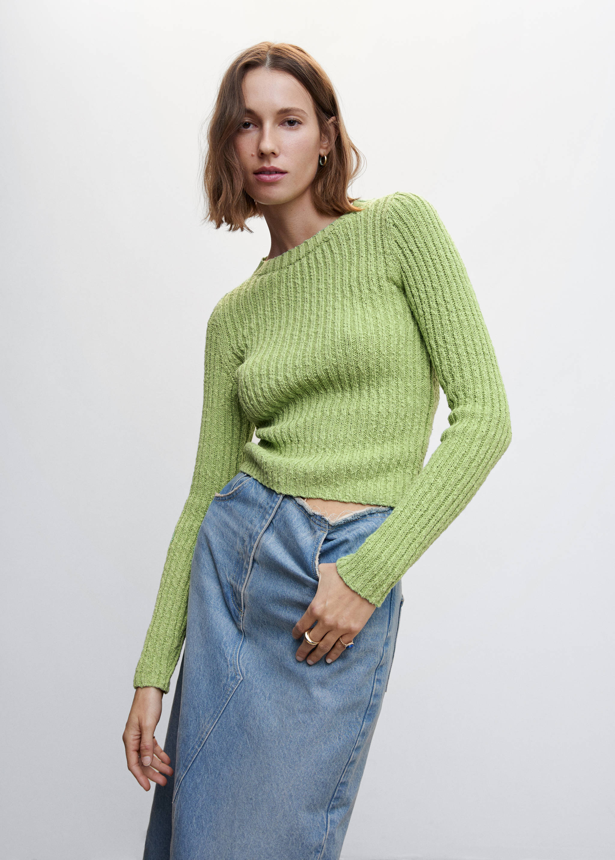 Ribbed chunky-knit sweater - Medium plane