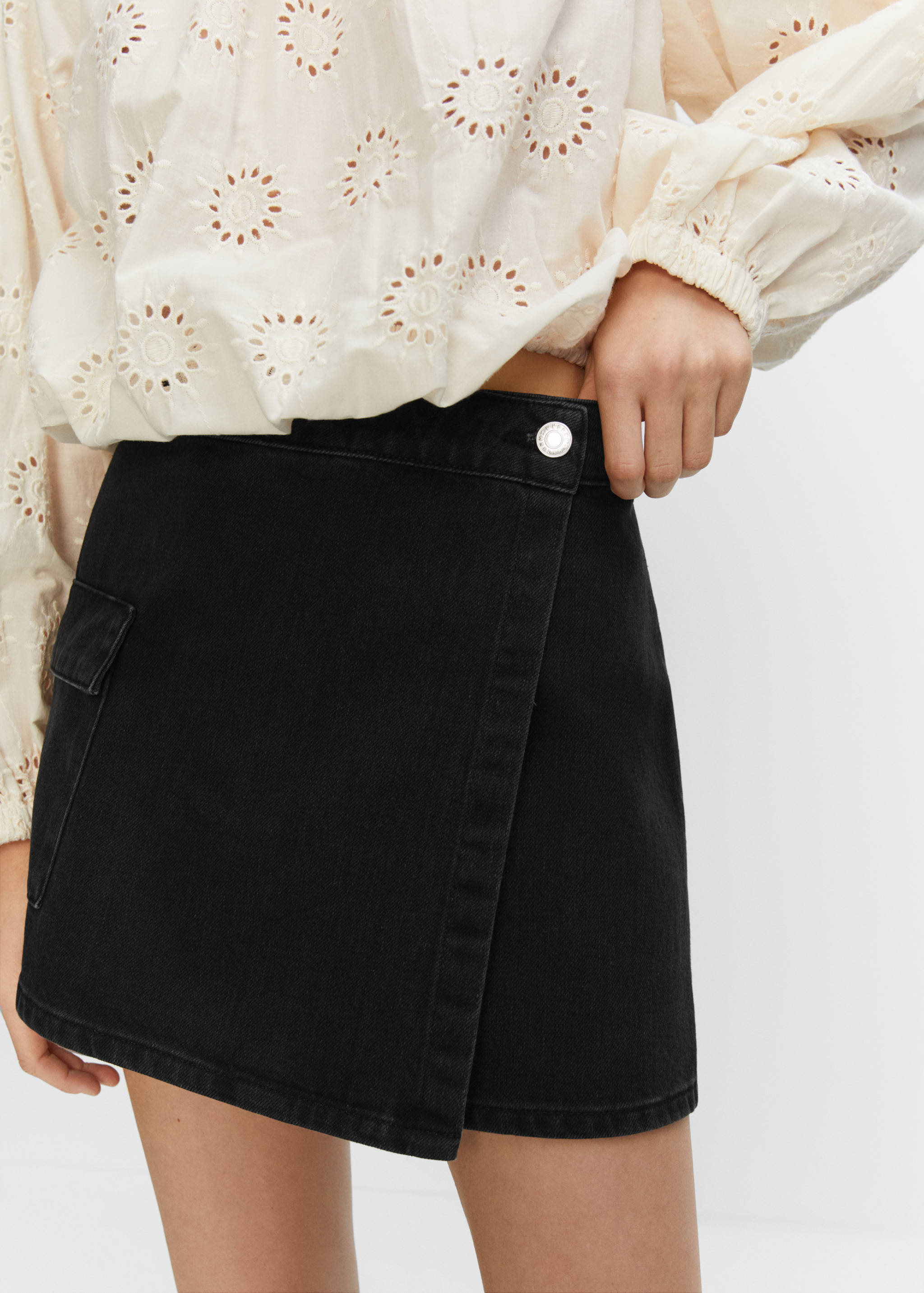 Crossed denim mini-skirt - Medium plane