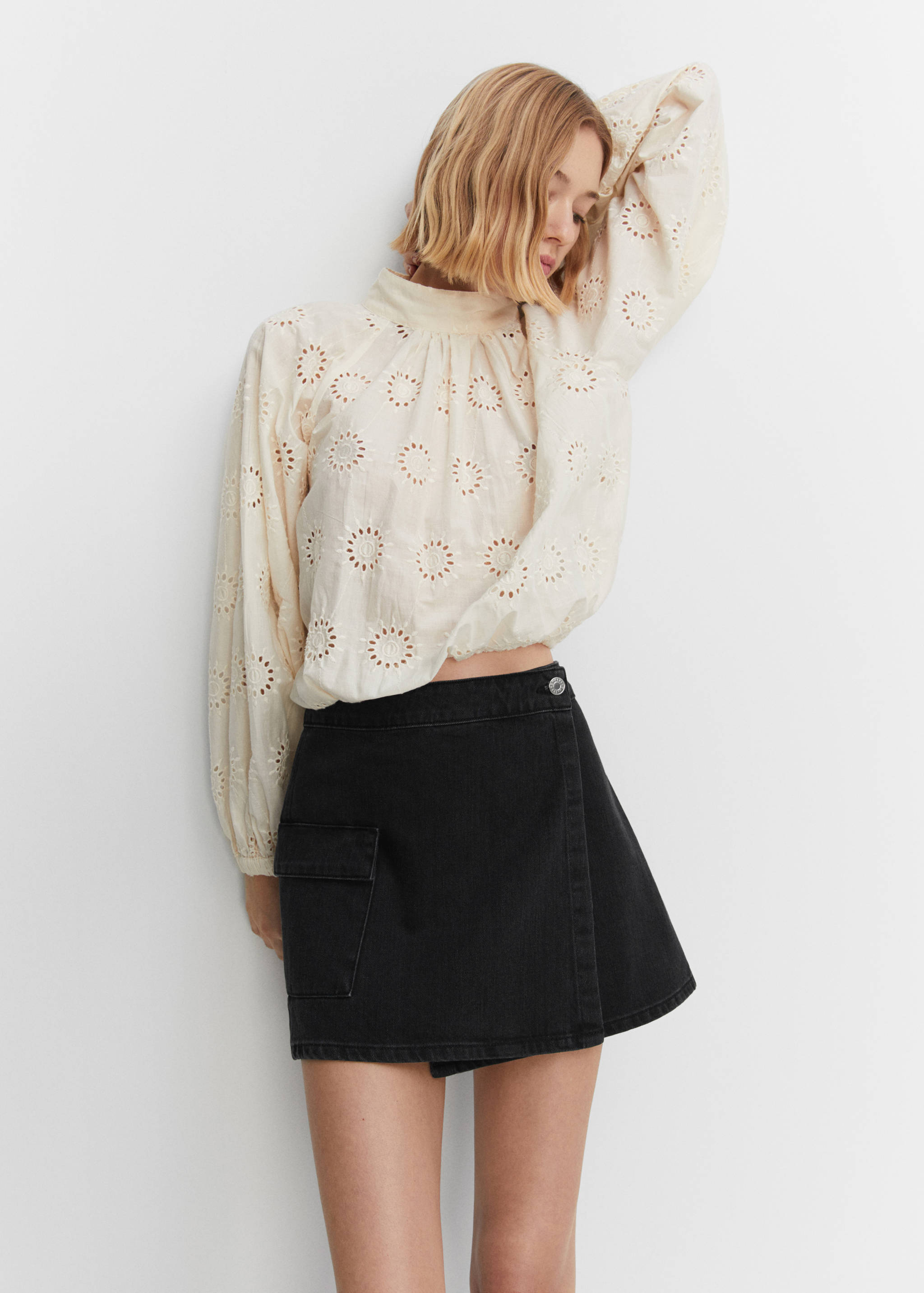 Crossed denim mini-skirt - Details of the article 6