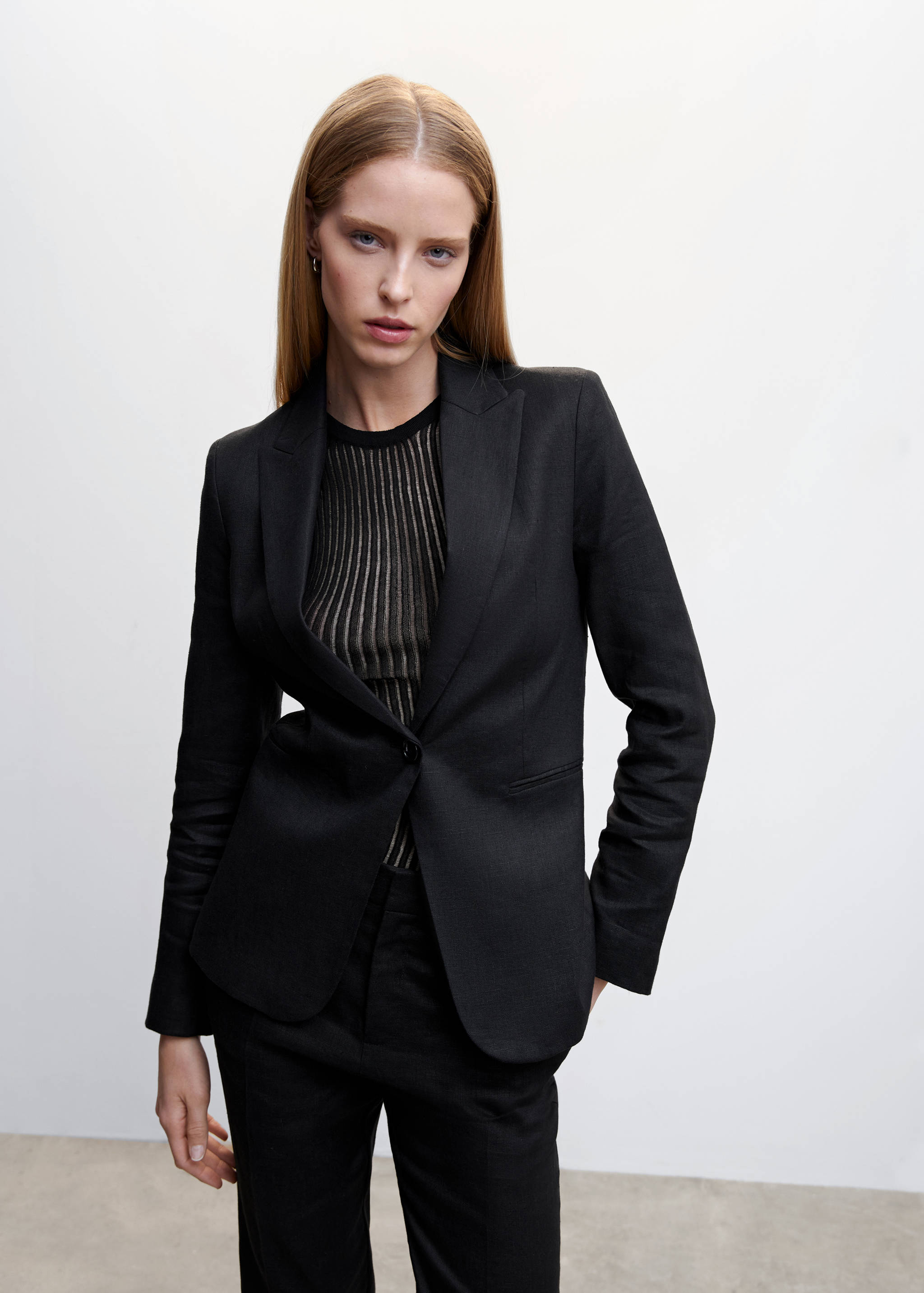 Veste costume 100 % lin  - Plan moyen