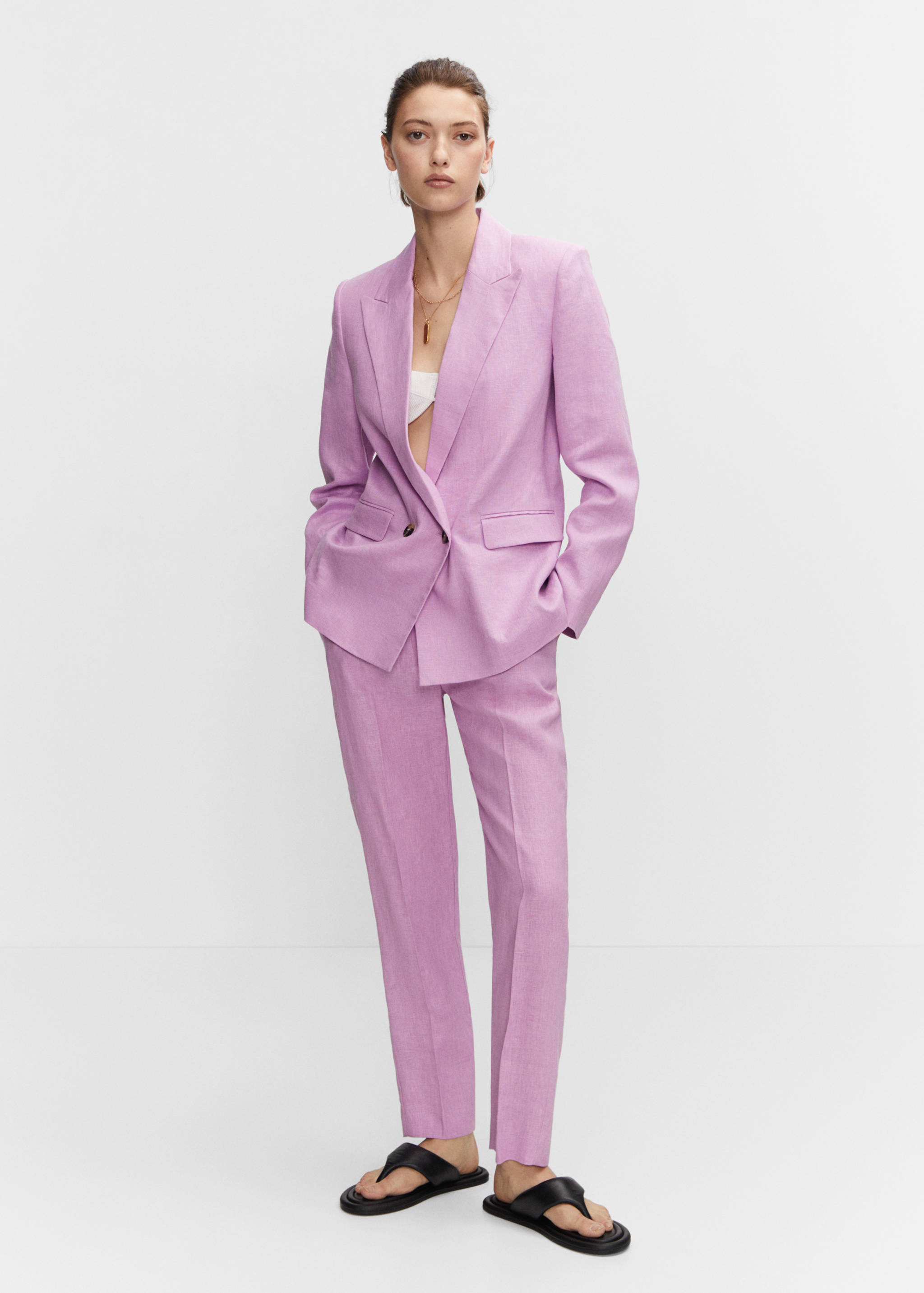 Blazer suit 100% linen - General plane